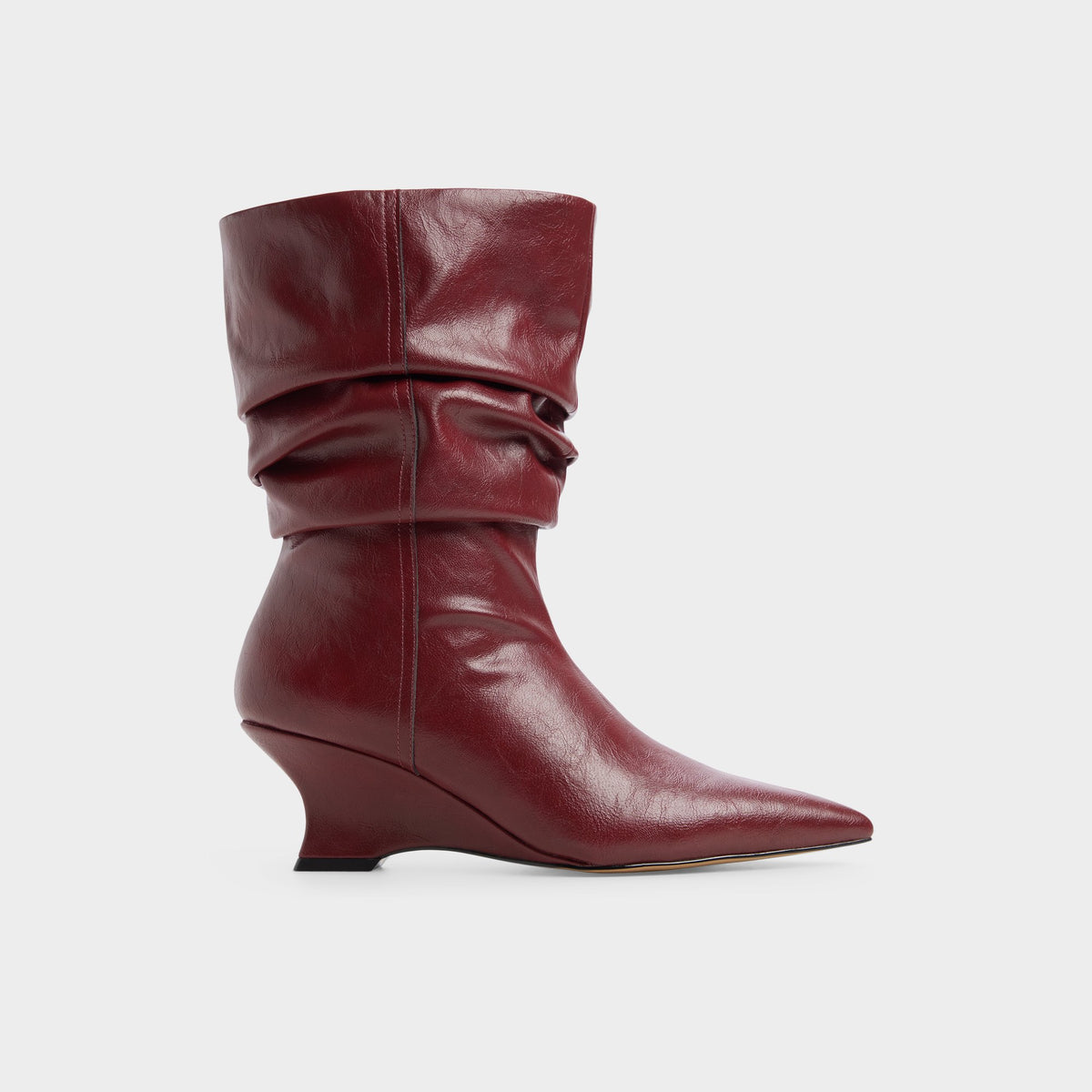 Main View of Dark red Calain Wedge heel mid-calf boot for Womens