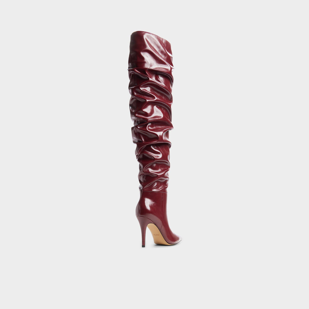 Three-quarter angle of Dark red Holiis Stiletto heel knee-high boot's back side