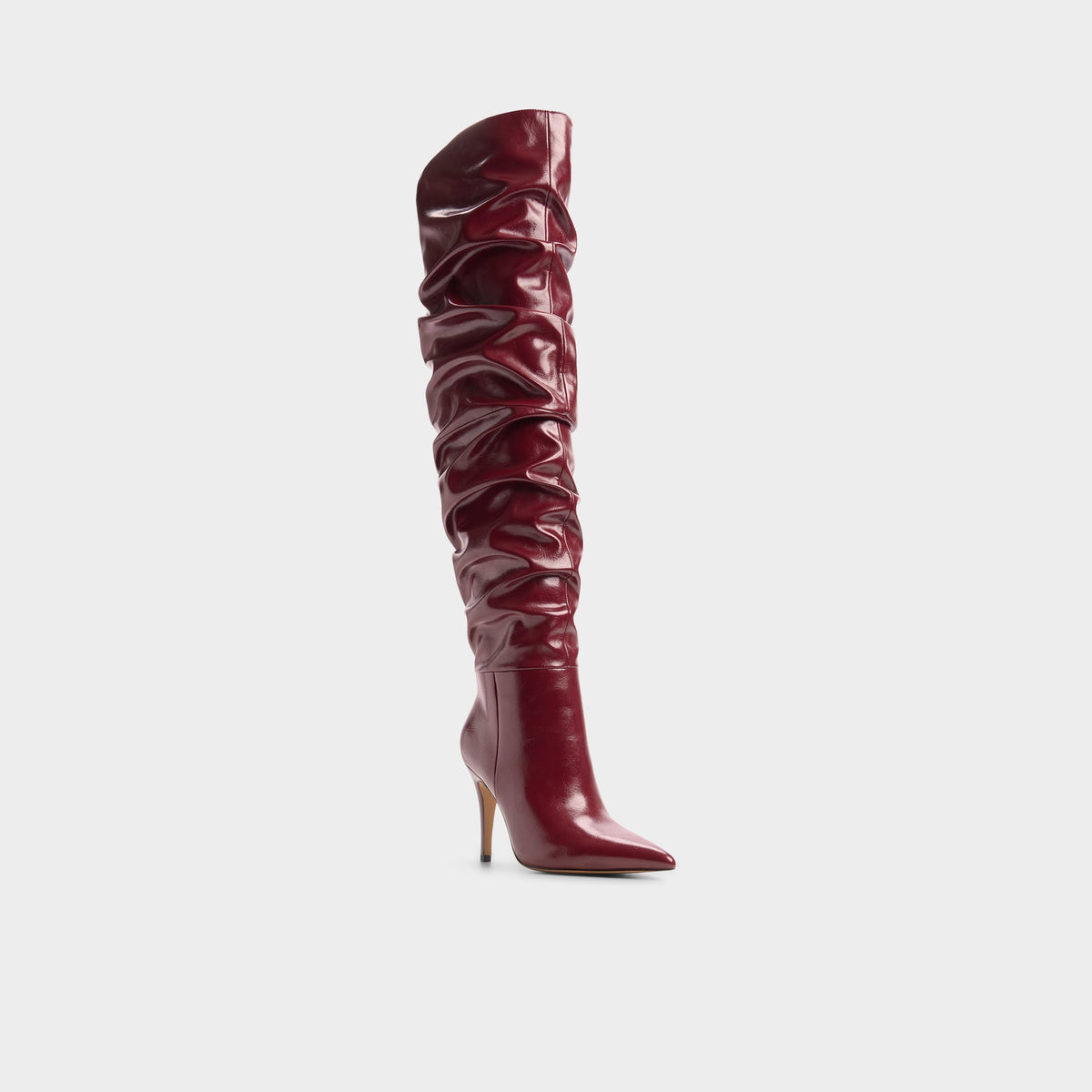Three-quarter angle of Dark red Holiis Stiletto heel knee-high boot's front side
