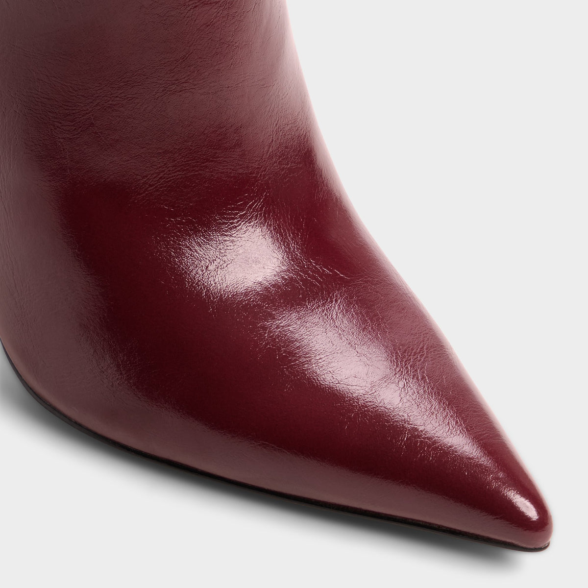 Close-up of the Dark red Holiis Stiletto heel knee-high boot