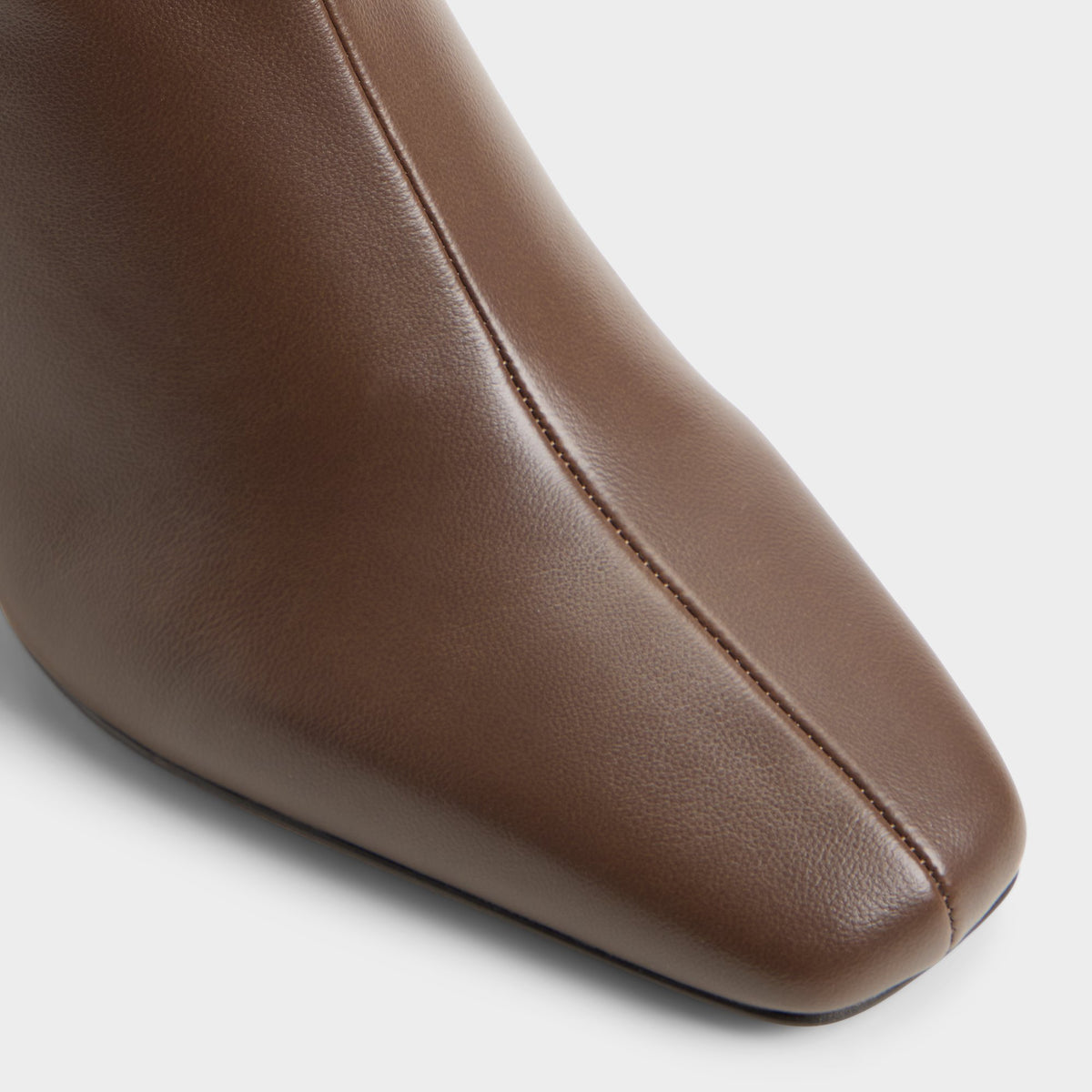 Close-up of the Dark brown Kayia Block heel ankle boot