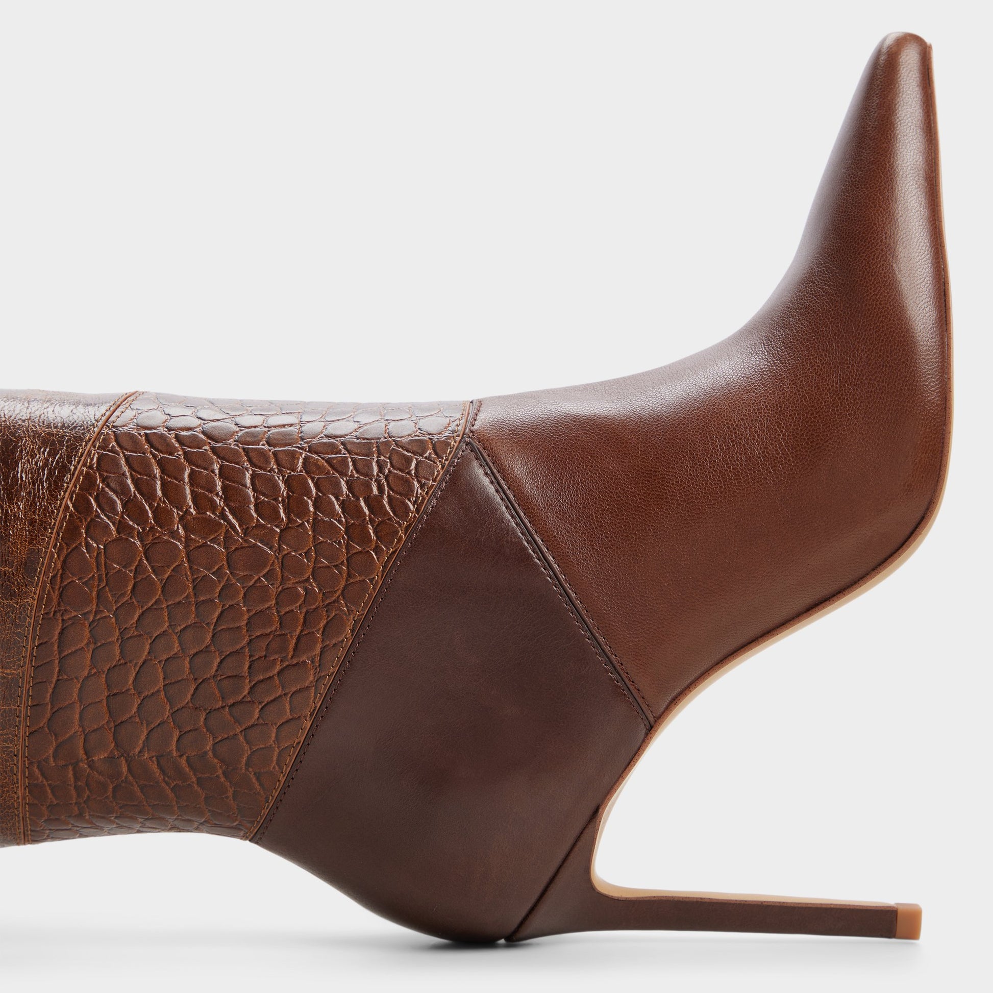 Close-up of the Brown primary - multi Marya Stiletto heel knee-high boot