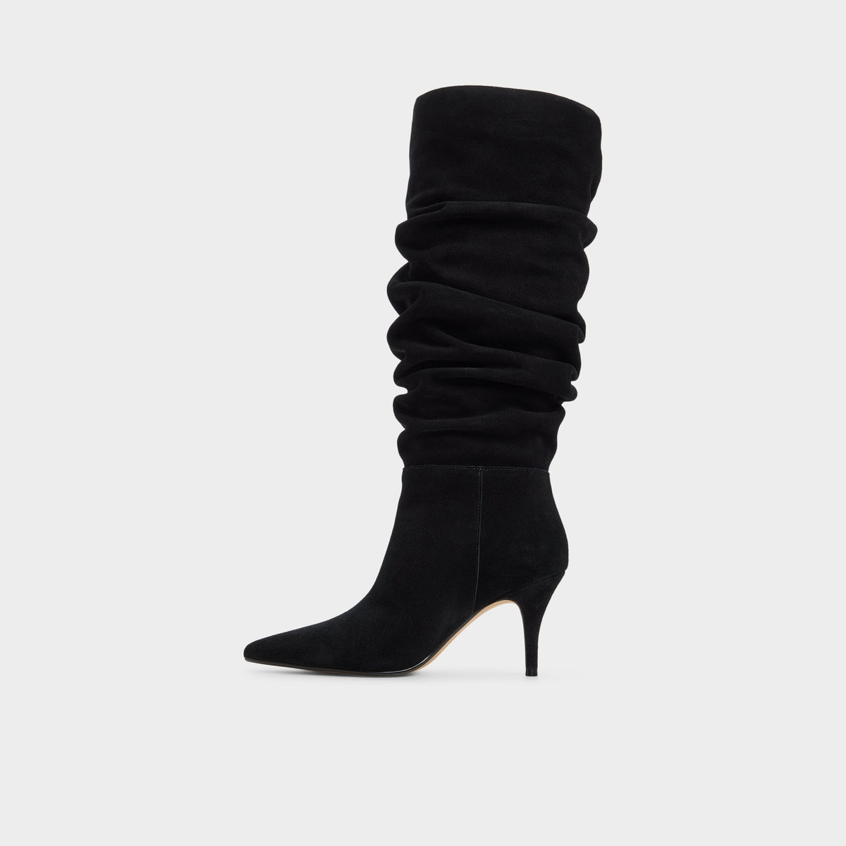 Side view of Other black Kimmia Stiletto heel knee-high boot