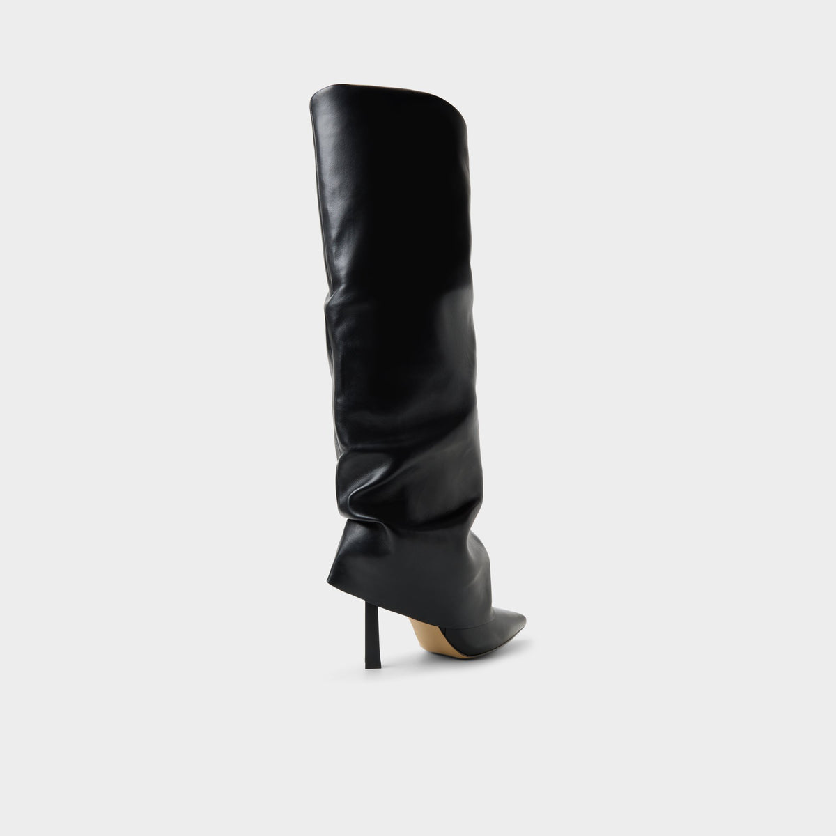 Three-quarter angle of Other black Enalavia Stiletto heel knee-high boot's back side