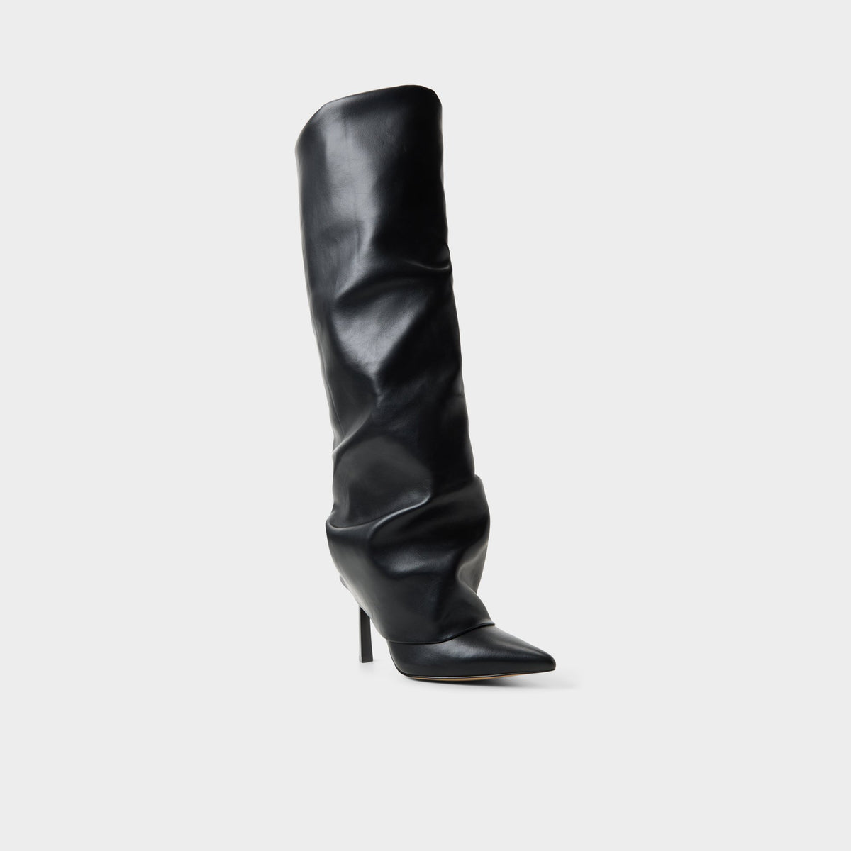 Three-quarter angle of Other black Enalavia Stiletto heel knee-high boot's front side