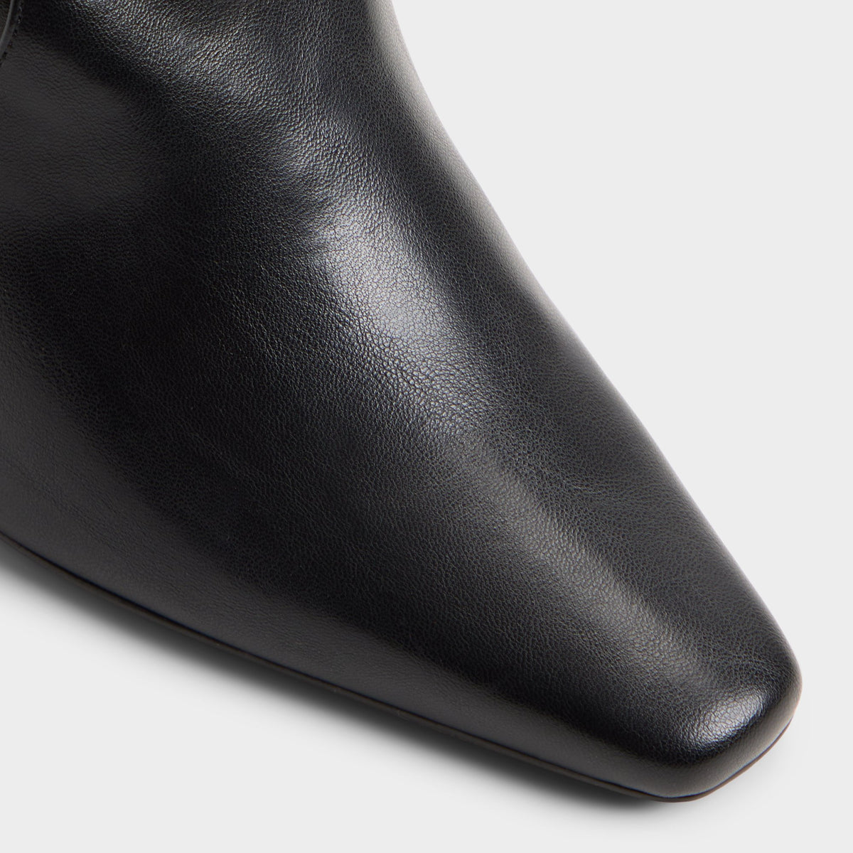 Close-up of the Black Allworth Block heel over-the-knee boot