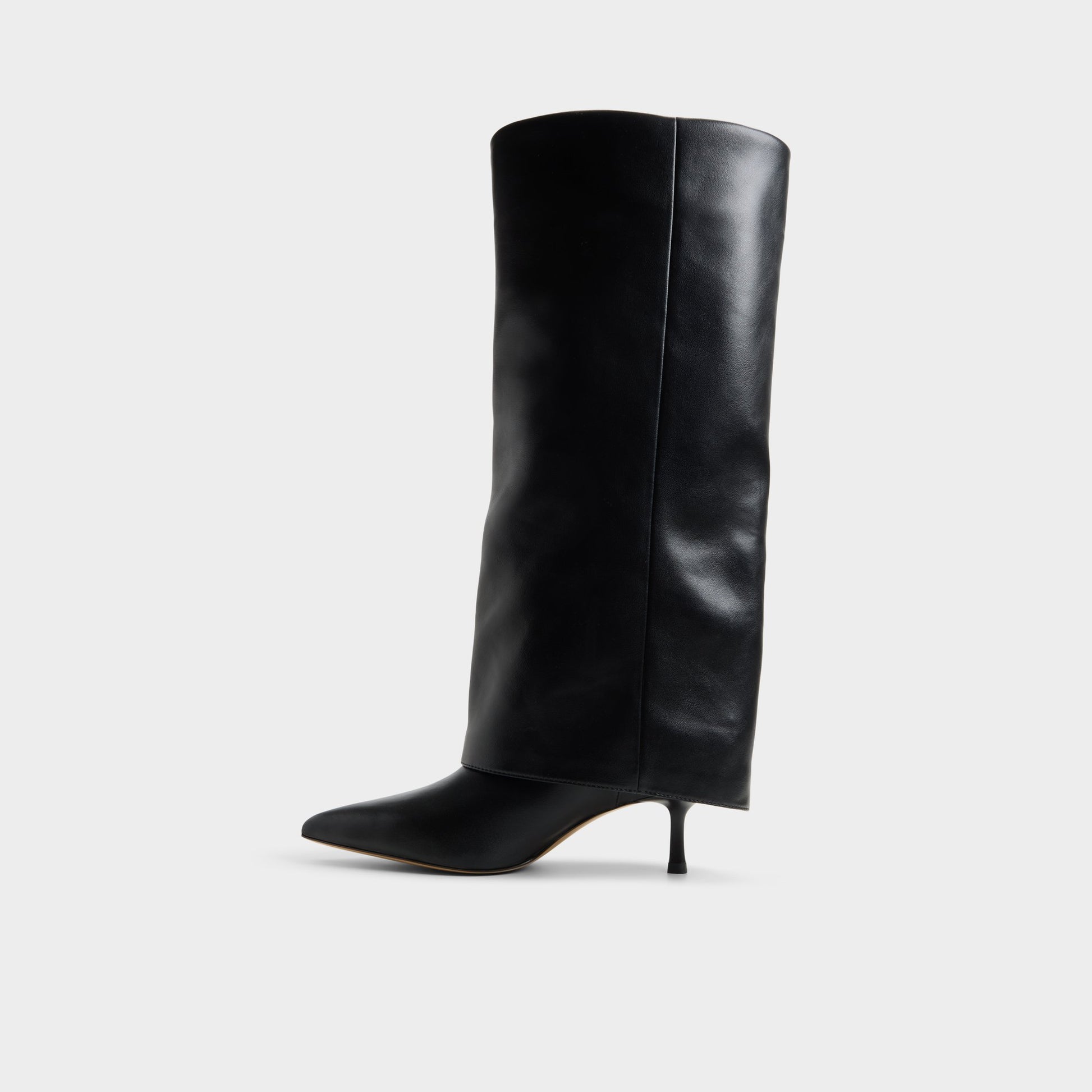 Side view of Black Aseader-wc Stiletto heel knee-high boot