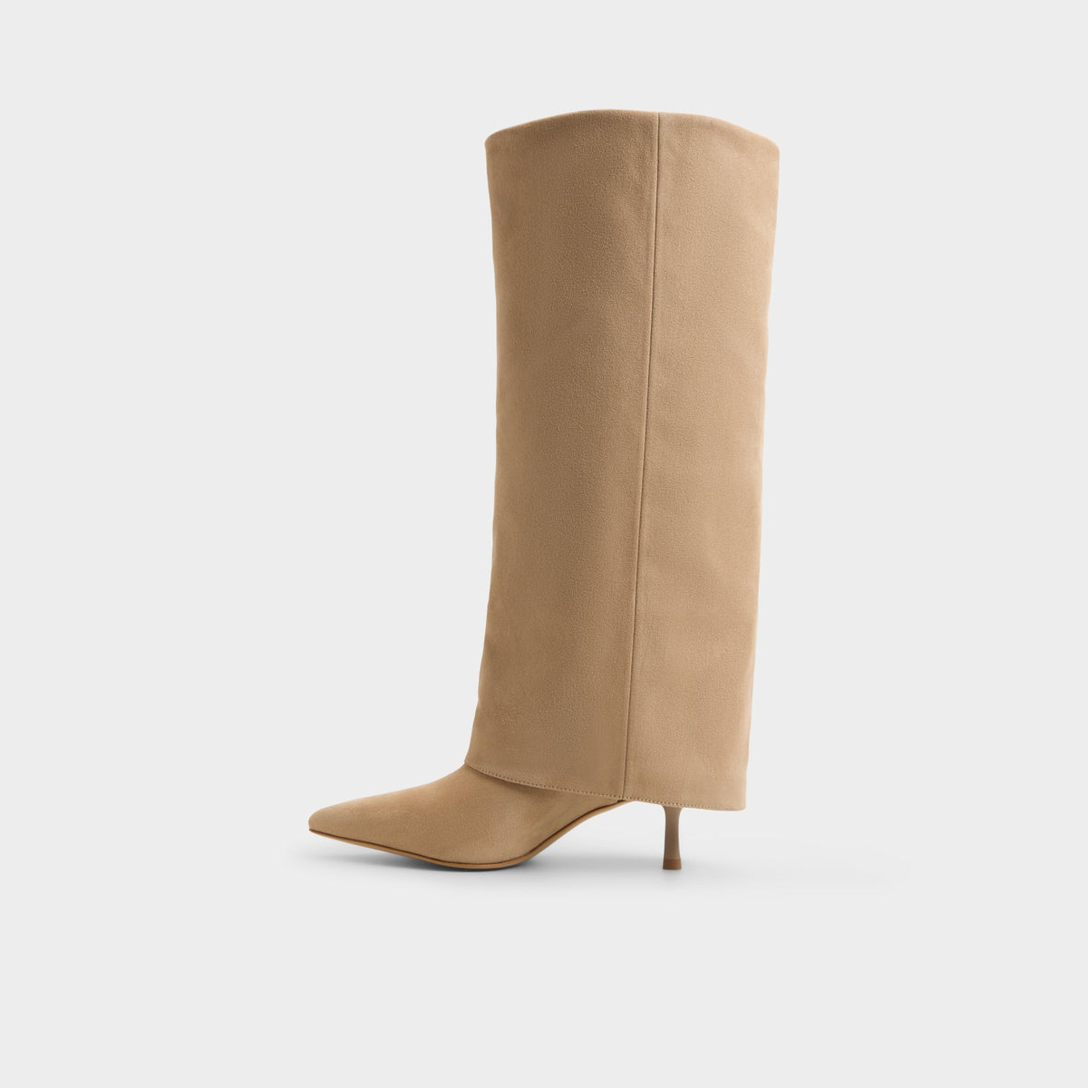 Vue latérale de Taupe Aseader-wc Botte haute à mollet ample