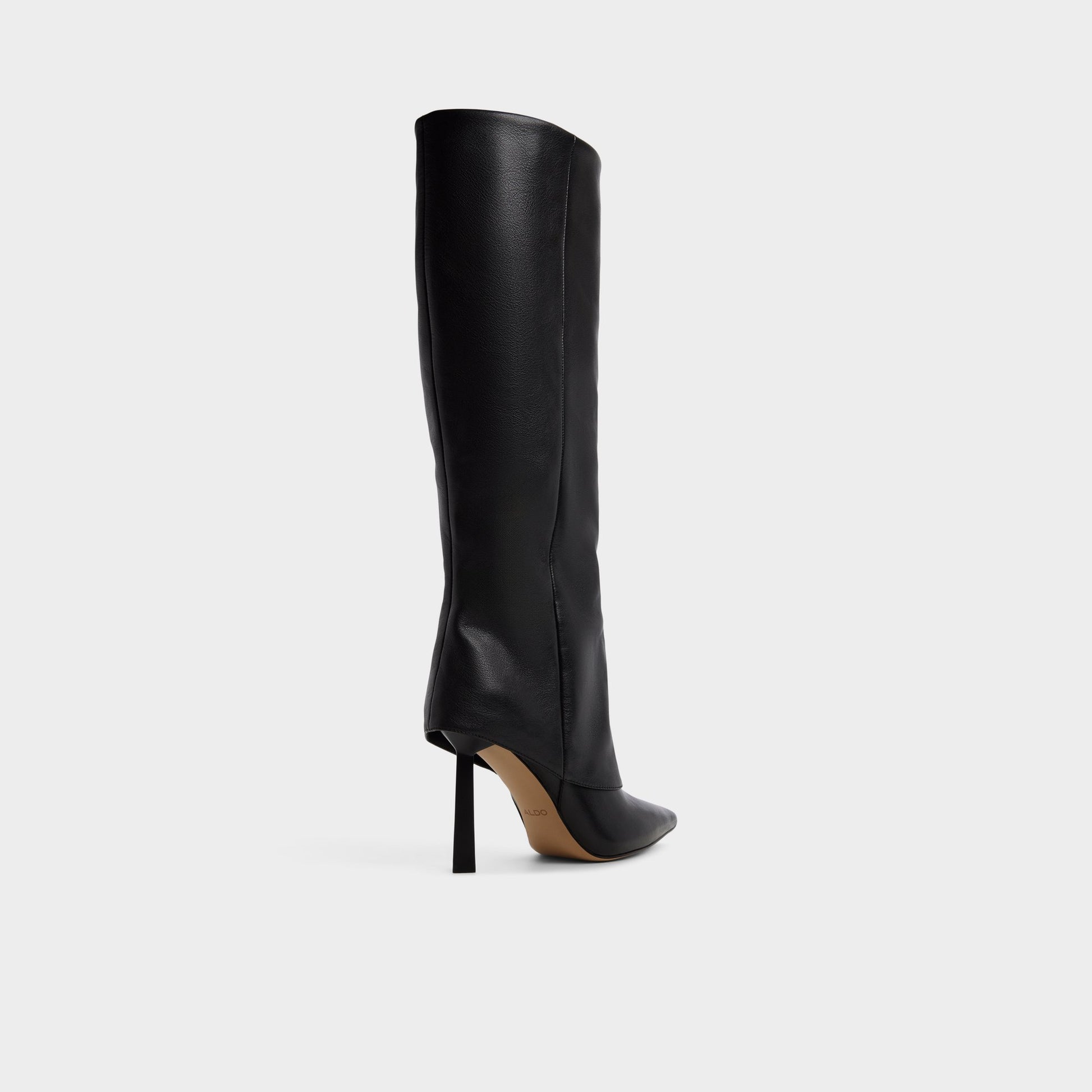 Three-quarter angle of Black Lenoria-wc Stiletto heel knee-high boot's back side