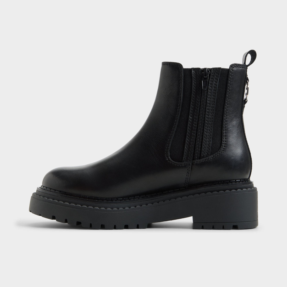 Vue latérale de Noir Bestino Botte Chelsea à semelle crantée