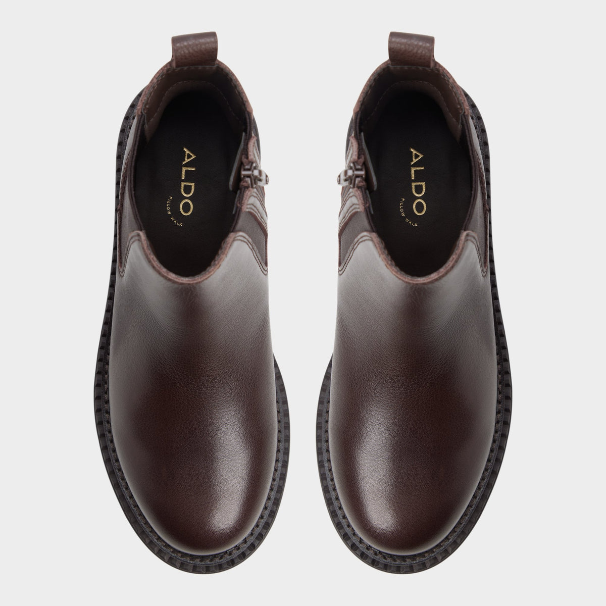 Top-down view of the Dark brown Bestino Lug sole Chelsea boot