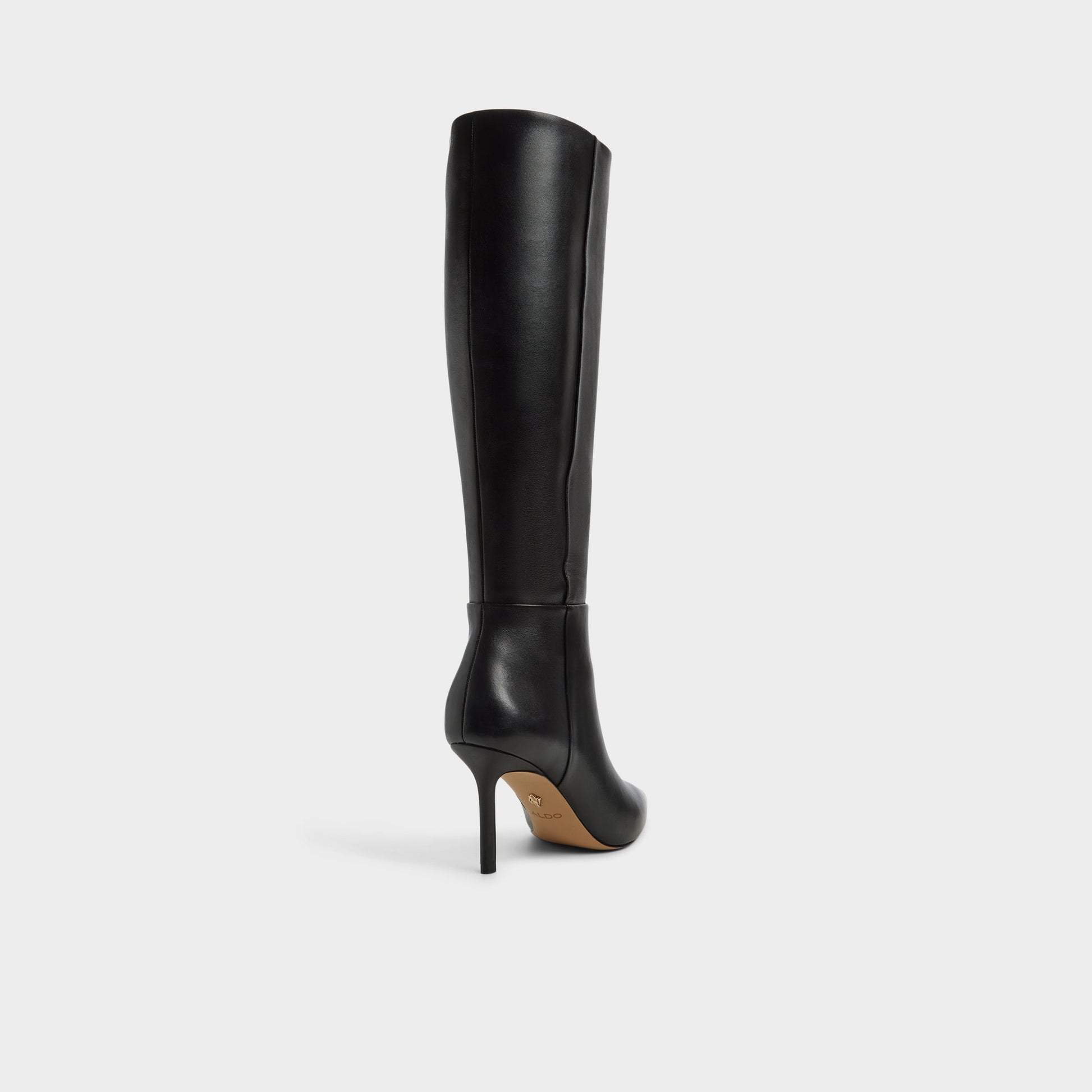 Three-quarter angle of Black Saphiria-xwc Stiletto heel knee-high boot's back side