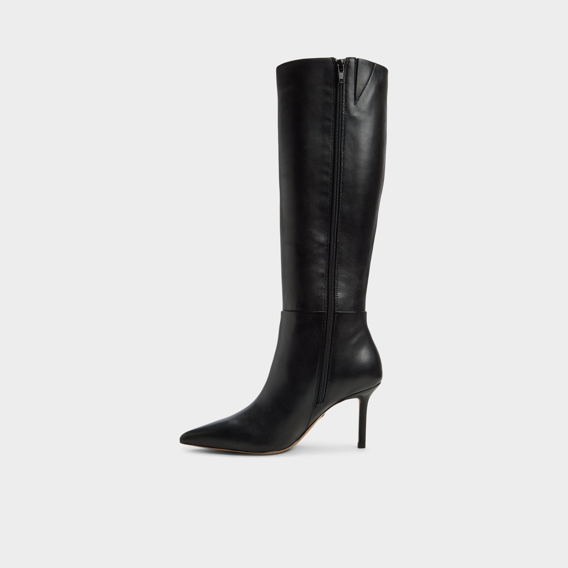 Side view of Black Saphiria-xwc Stiletto heel knee-high boot