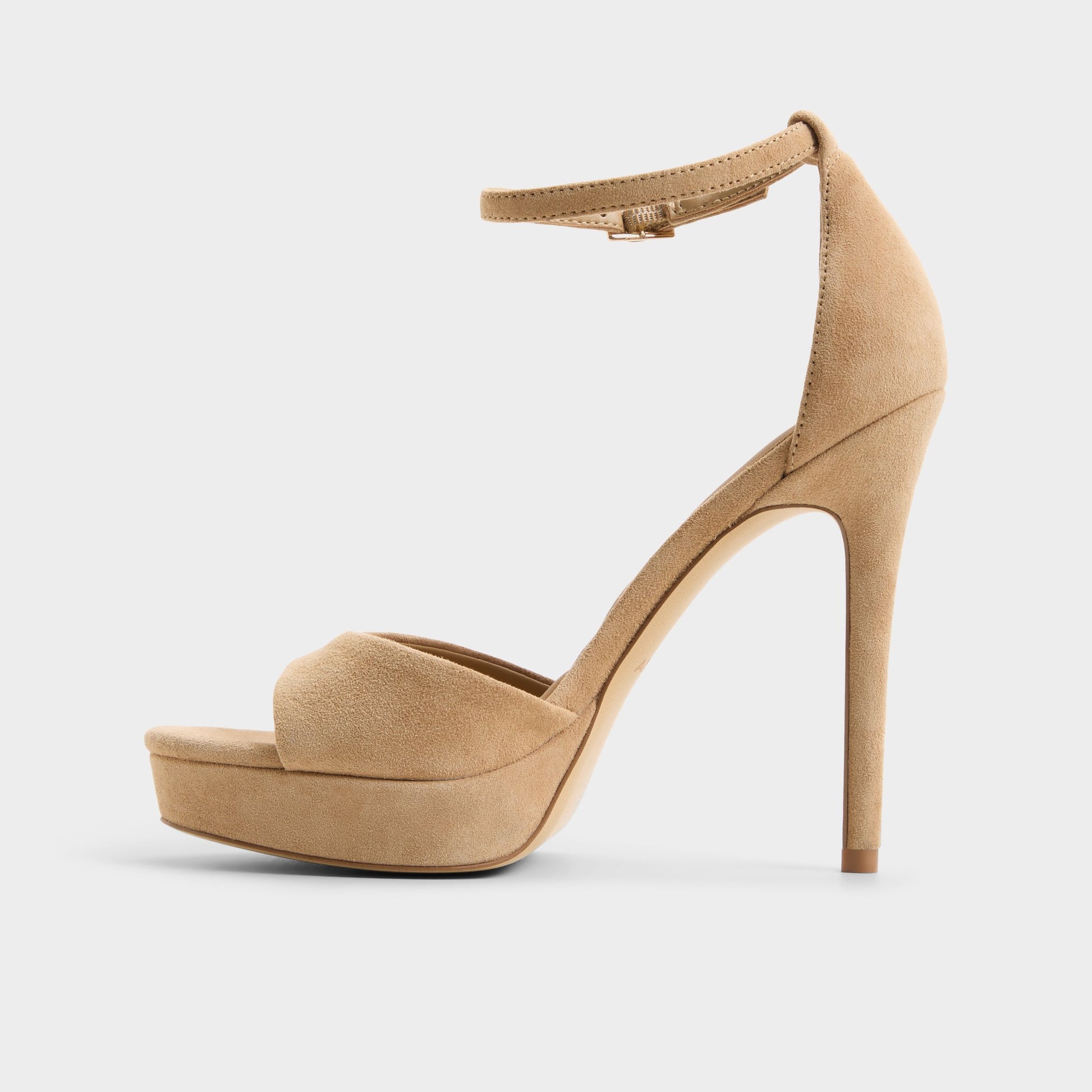 Side view of Sand Afumeth Strappy heeled sandal