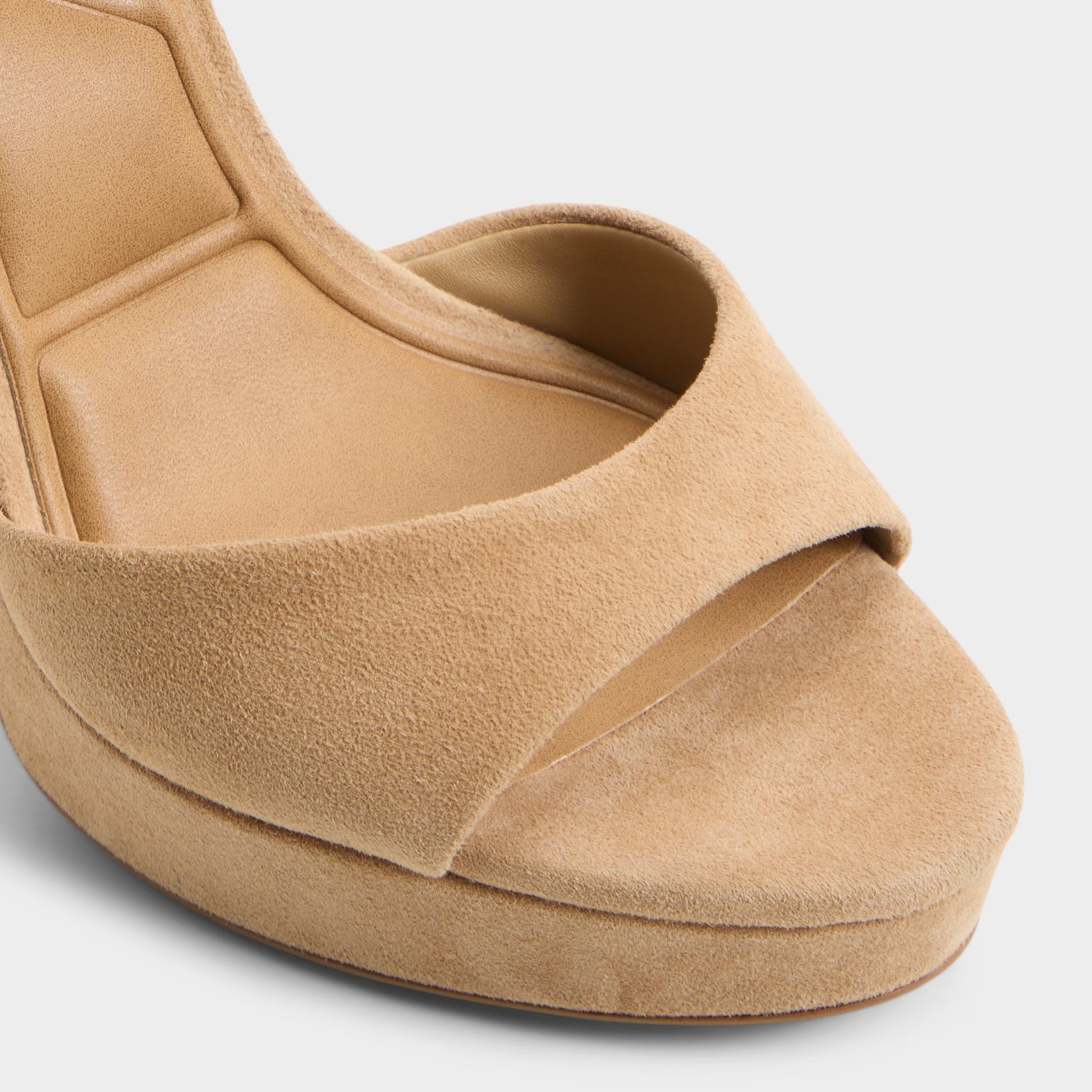 Close-up of the Sand Afumeth Strappy heeled sandal