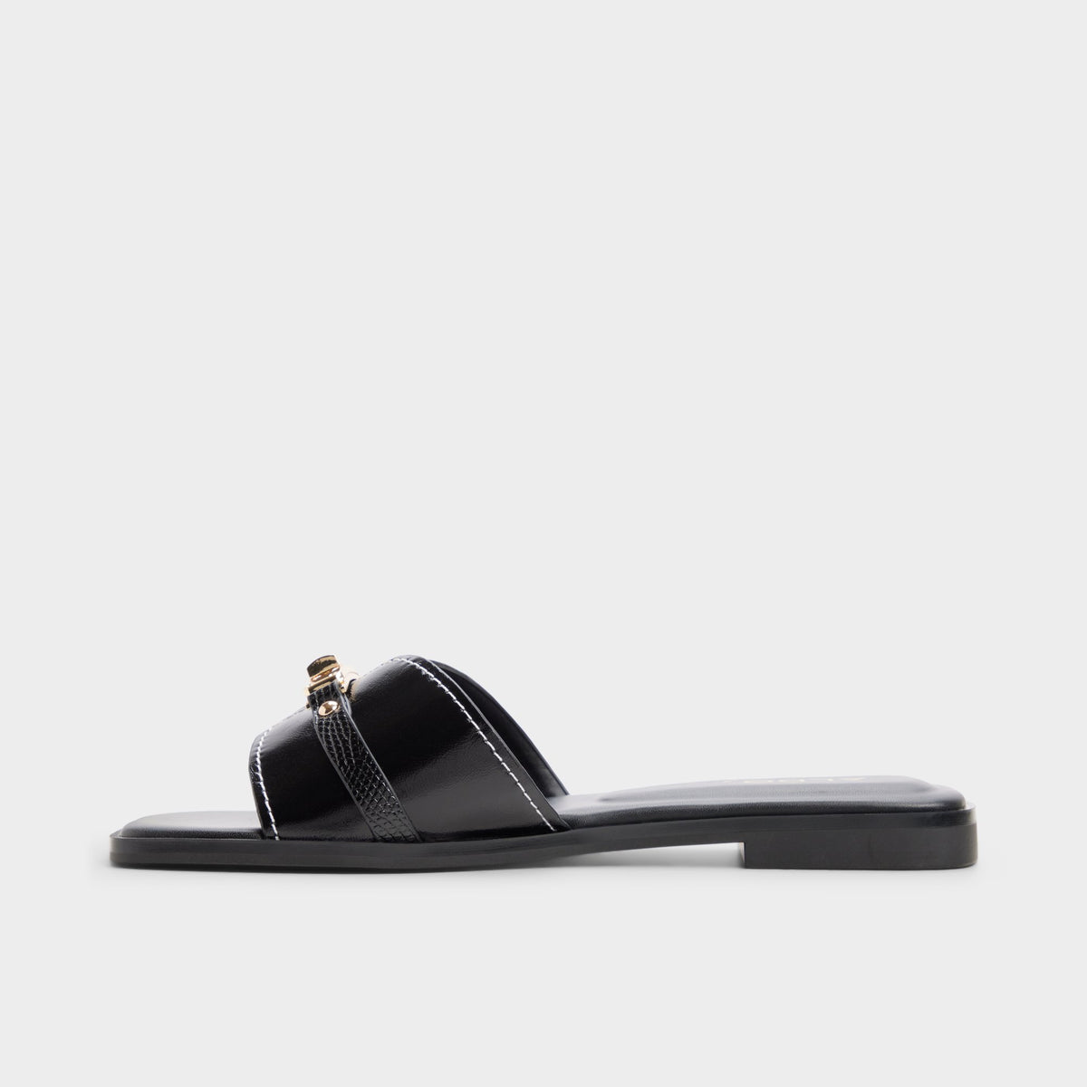 Side view of Black Francea Slide sandal