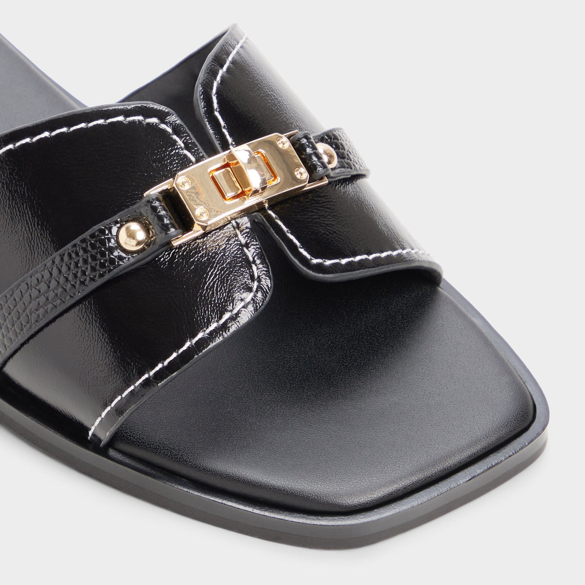 Close-up of the Black Francea Slide sandal