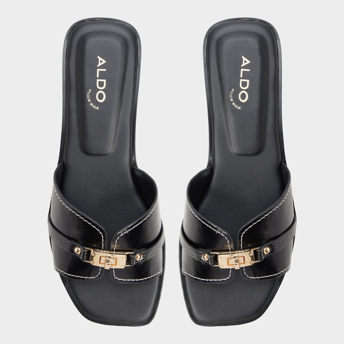 Top-down view of the Black Francea Slide sandal