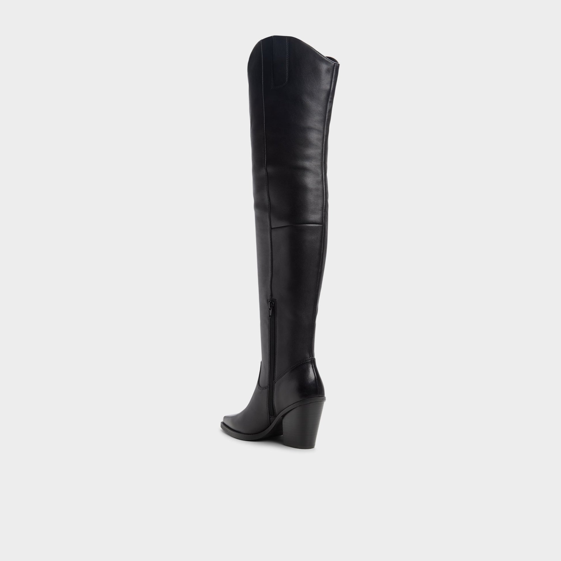 Side view of Black Dixy Western over-the-knee boot