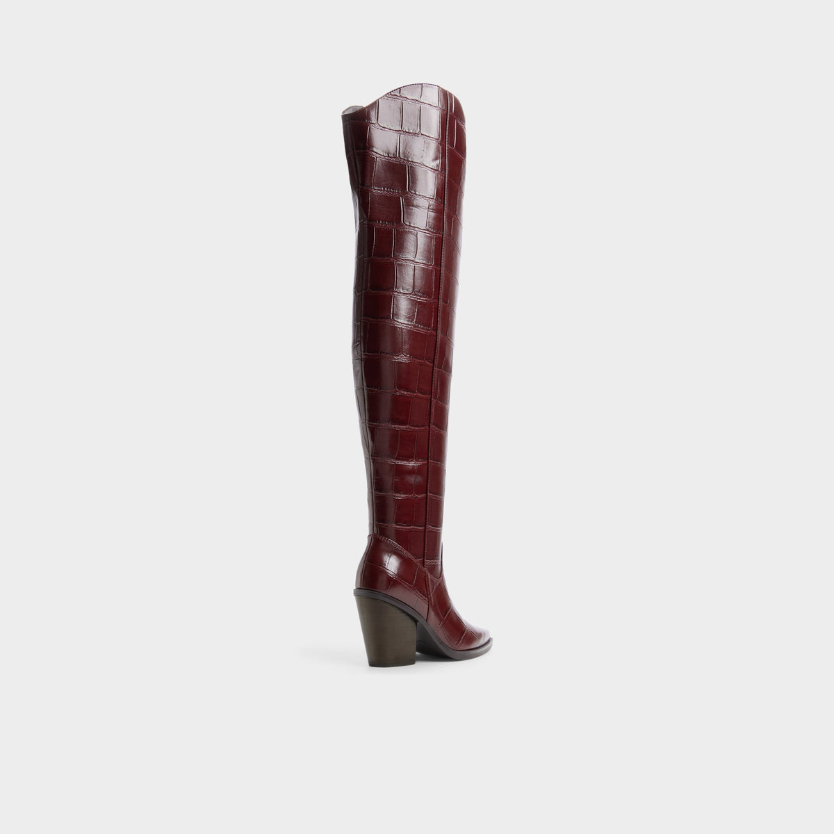 Three-quarter angle of Dark brown Dixy Western over-the-knee boot's back side