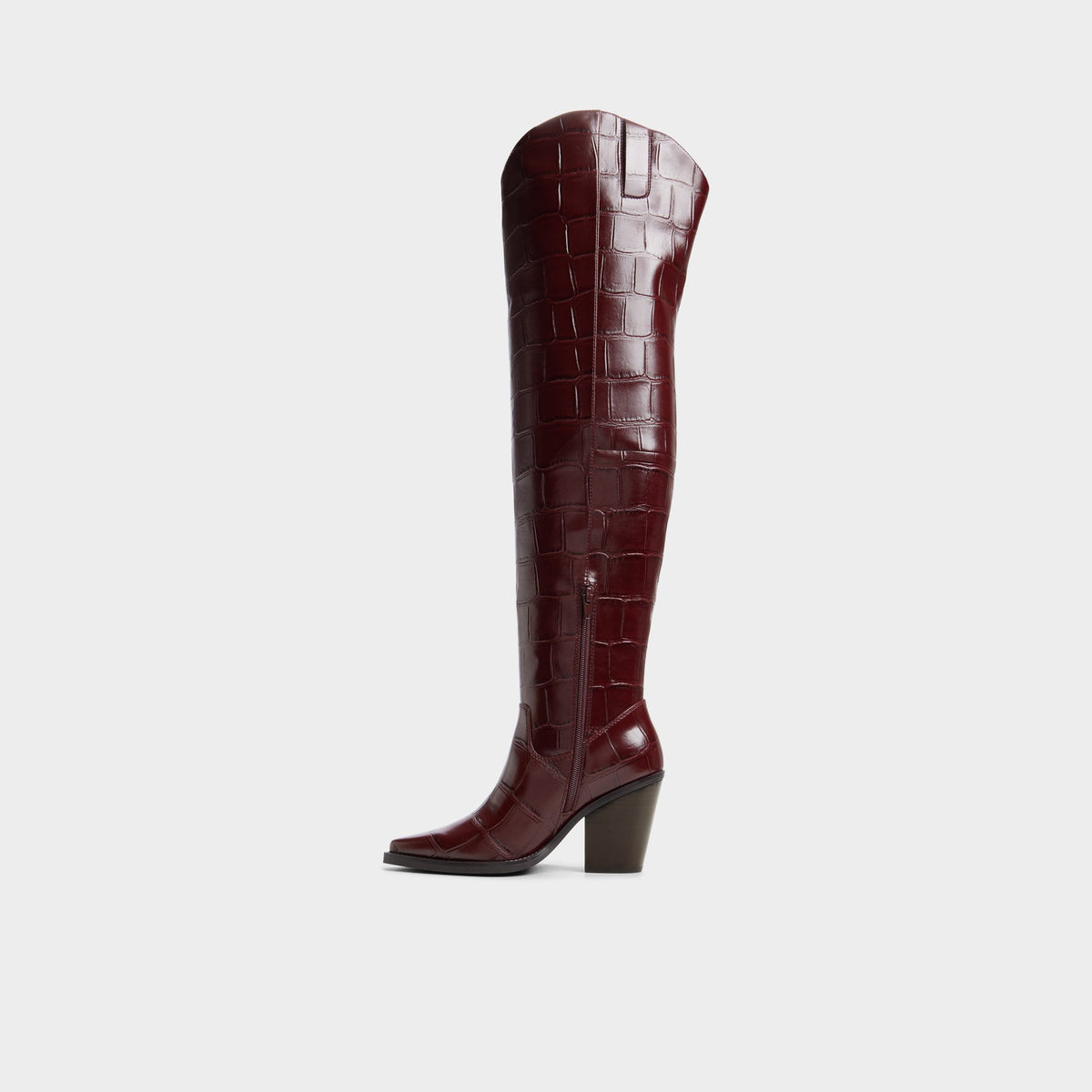 Side view of Dark brown Dixy Western over-the-knee boot