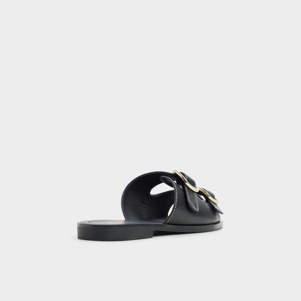Three-quarter angle of Black Oria Slide sandal's back side