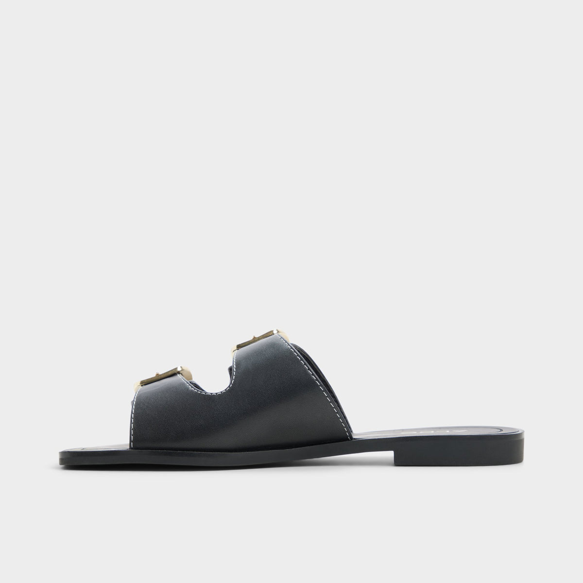 Side view of Black Oria Slide sandal