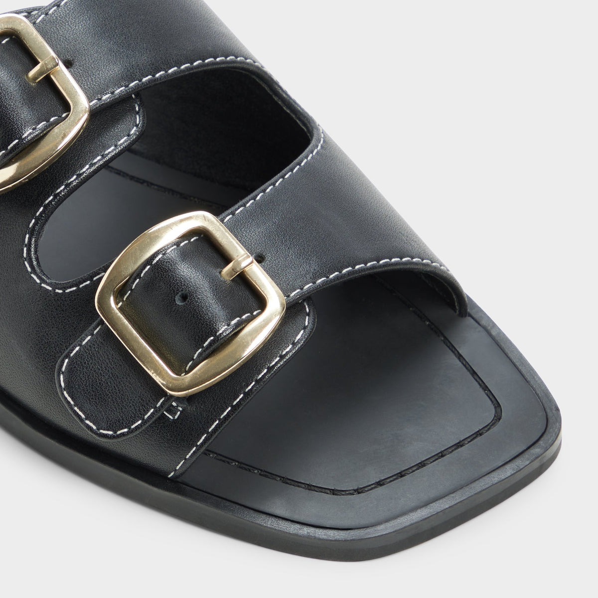 Close-up of the Black Oria Slide sandal