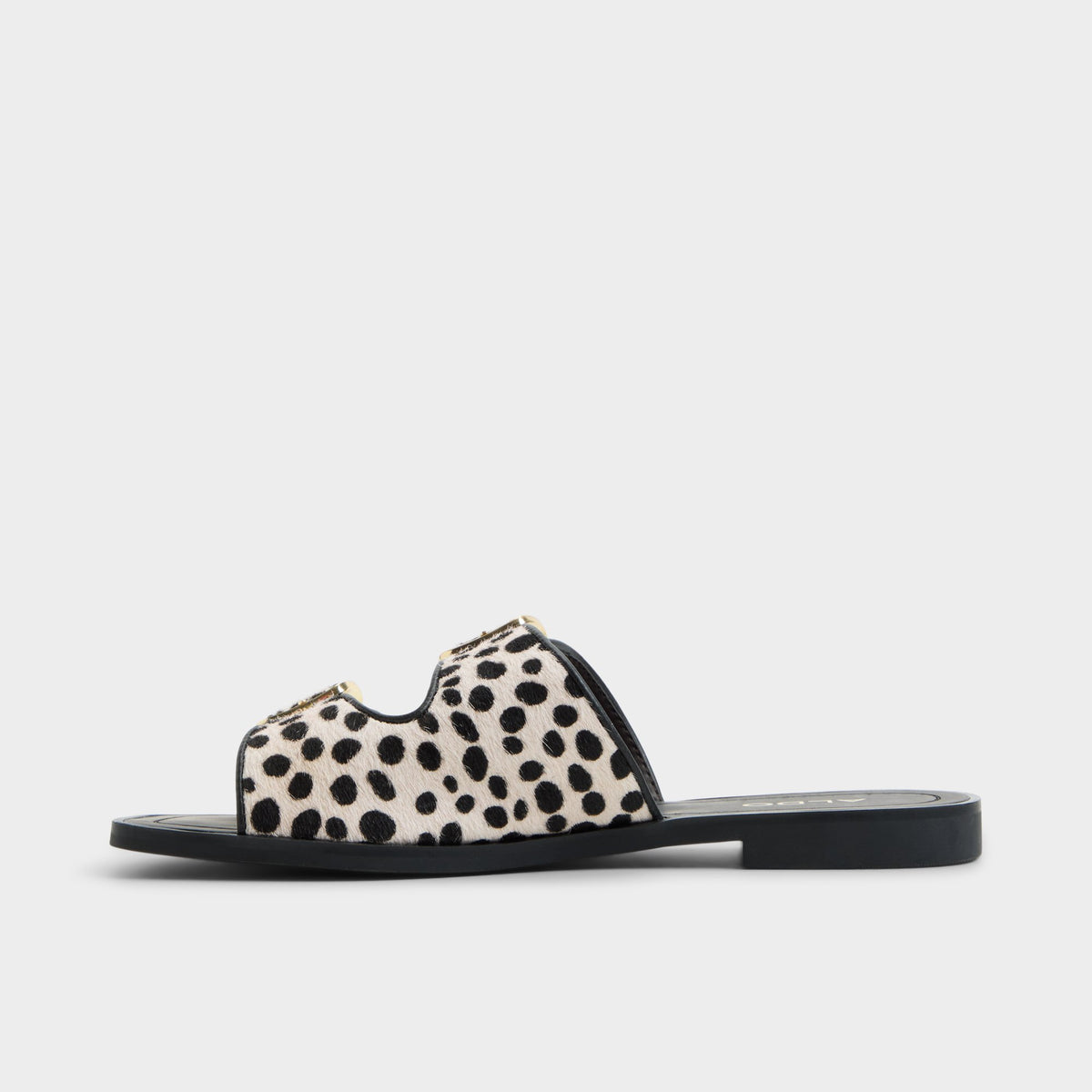 Side view of Cream multi Oria Slide sandal