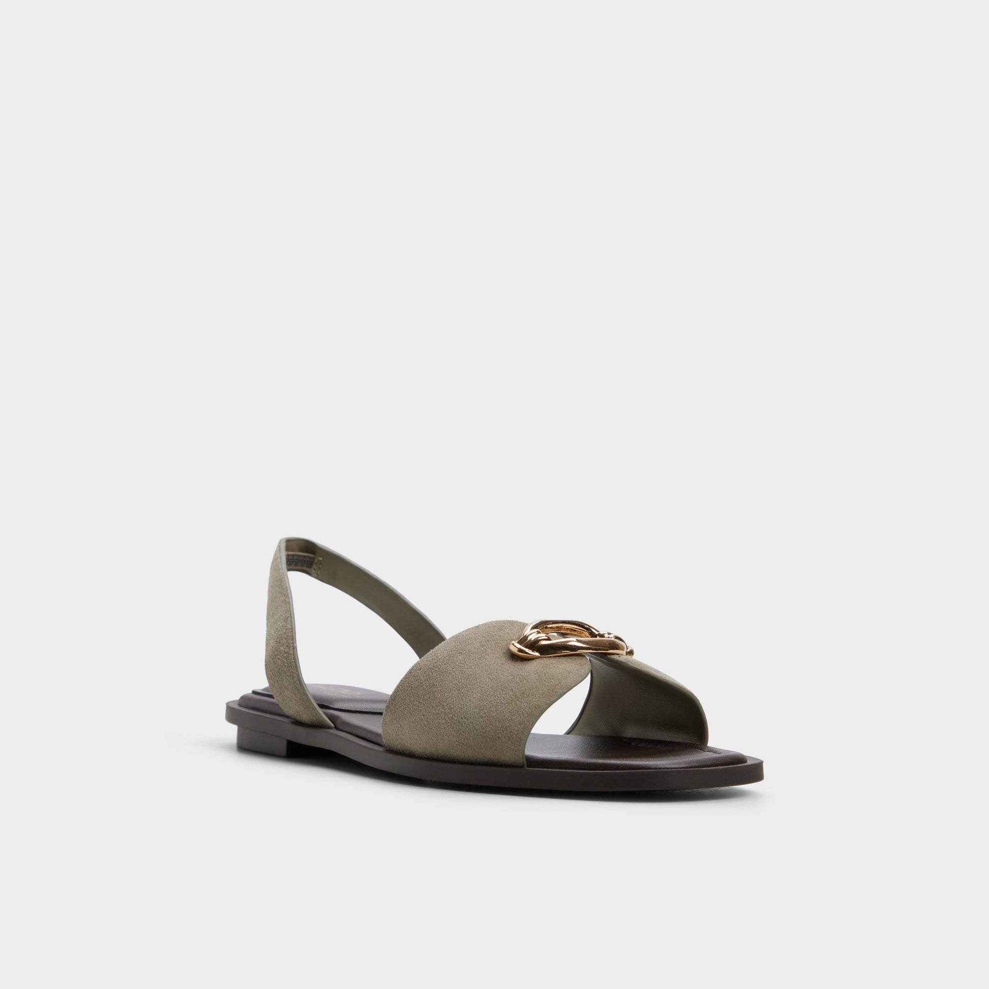 Three-quarter angle of Other green Calelian Flat sandal's front side