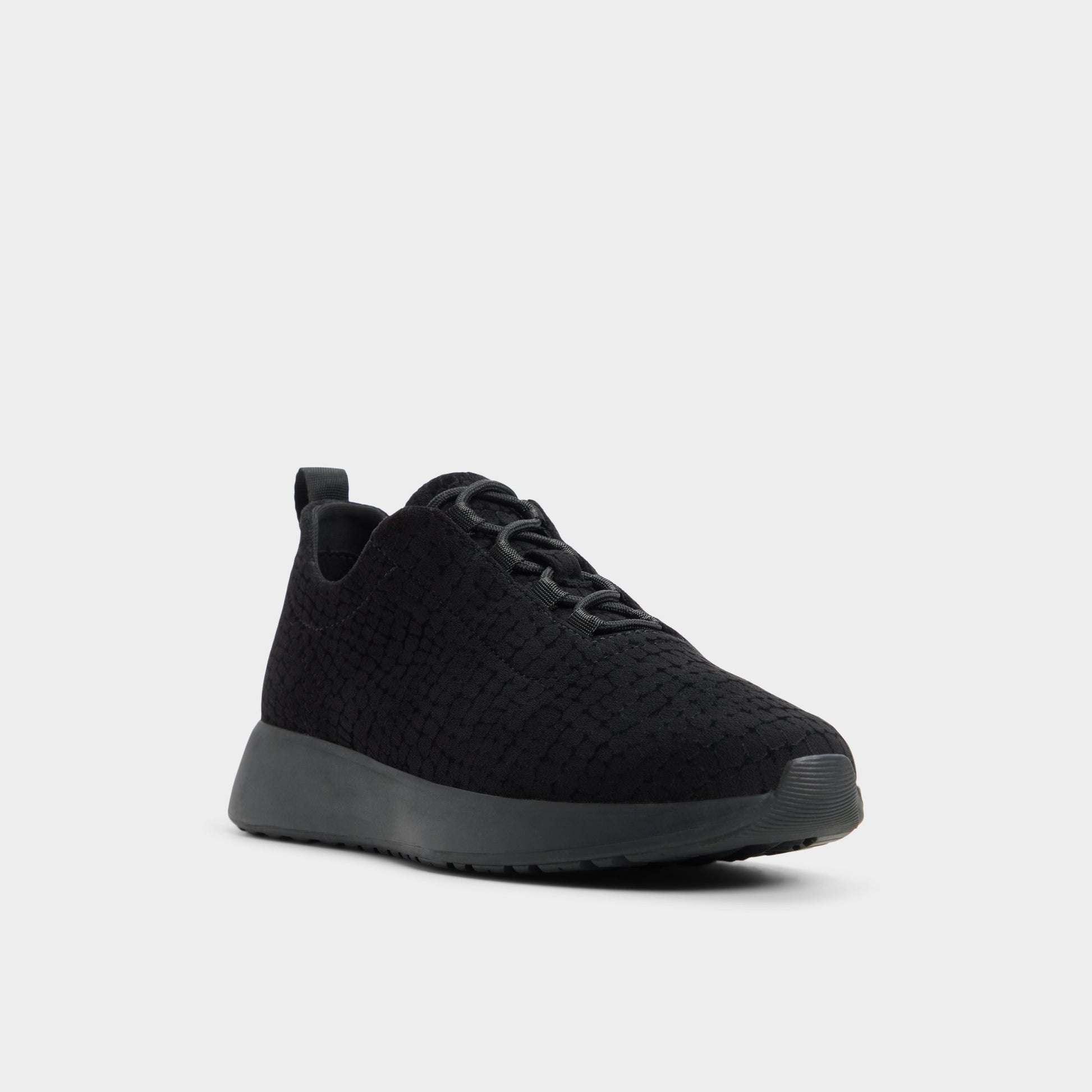 Three-quarter angle of Black Brier Sneaker's front side