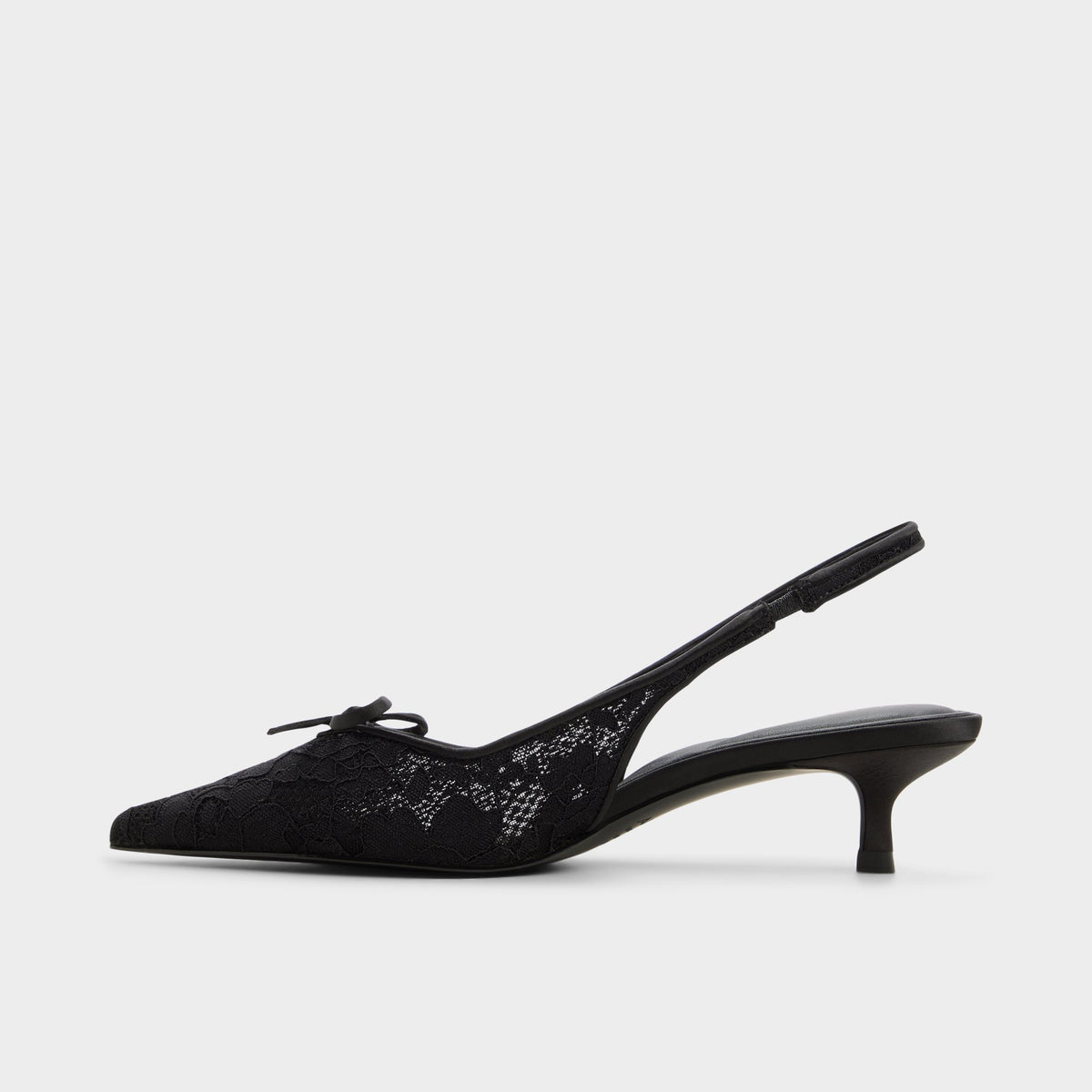 Side view of Other black Azaro Slingback kitten heel
