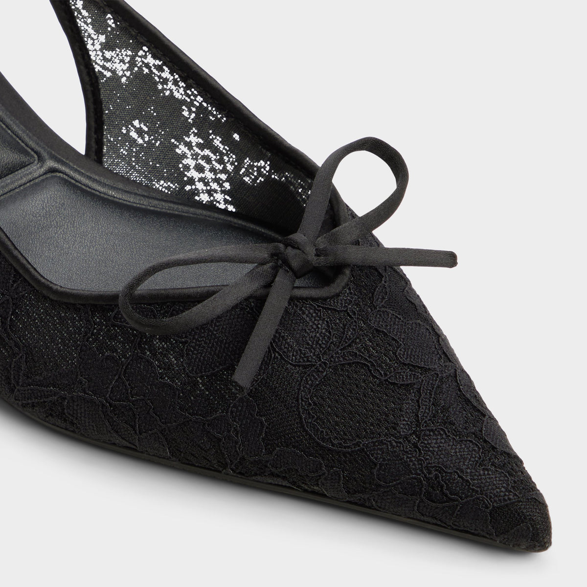 Close-up of the Other black Azaro Slingback kitten heel
