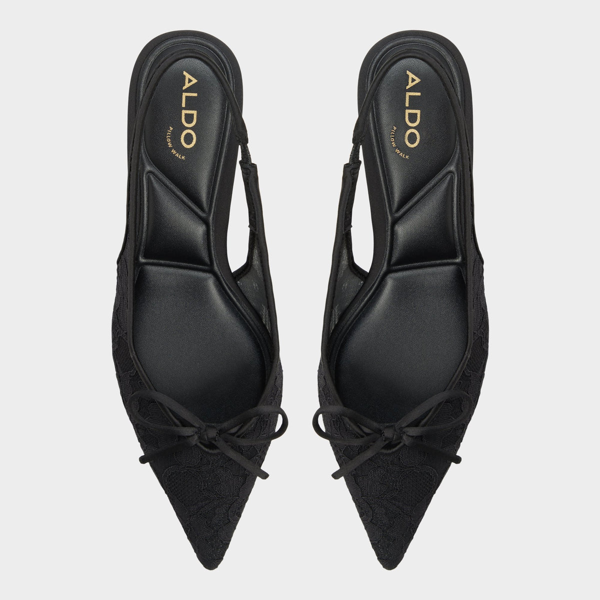 Top-down view of the Other black Azaro Slingback kitten heel