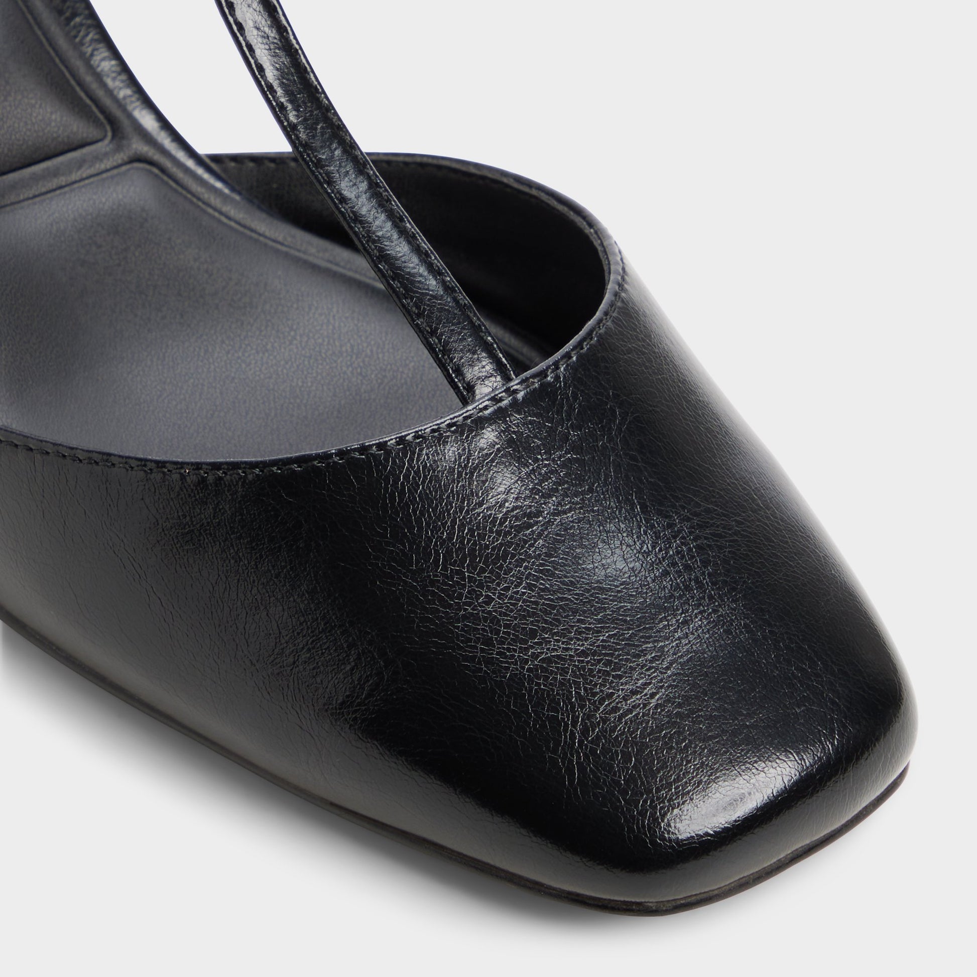 Close-up of the Black Bianna T-trap heeled shoe