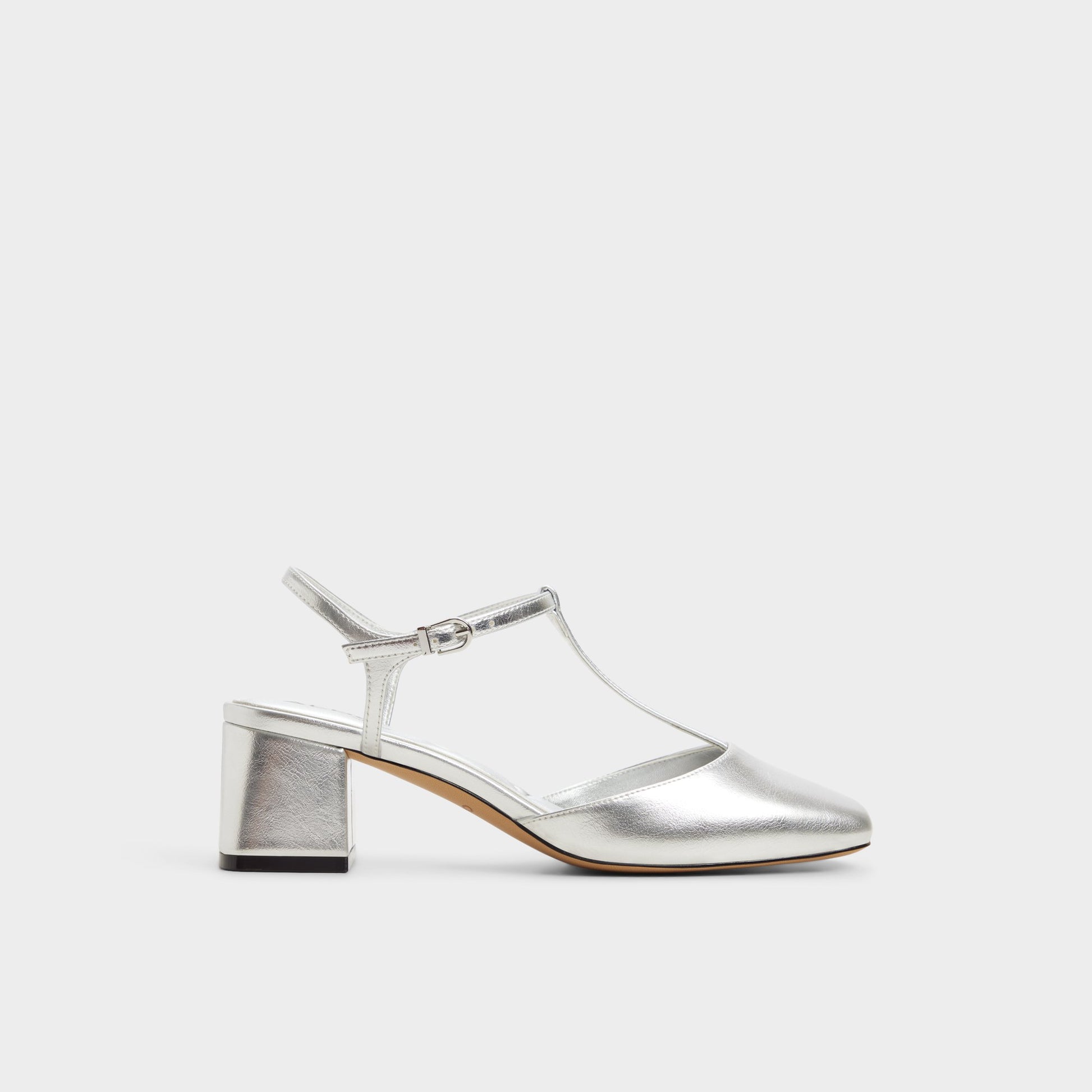 Main View of Silver Bianna T-trap heeled shoe for Womens