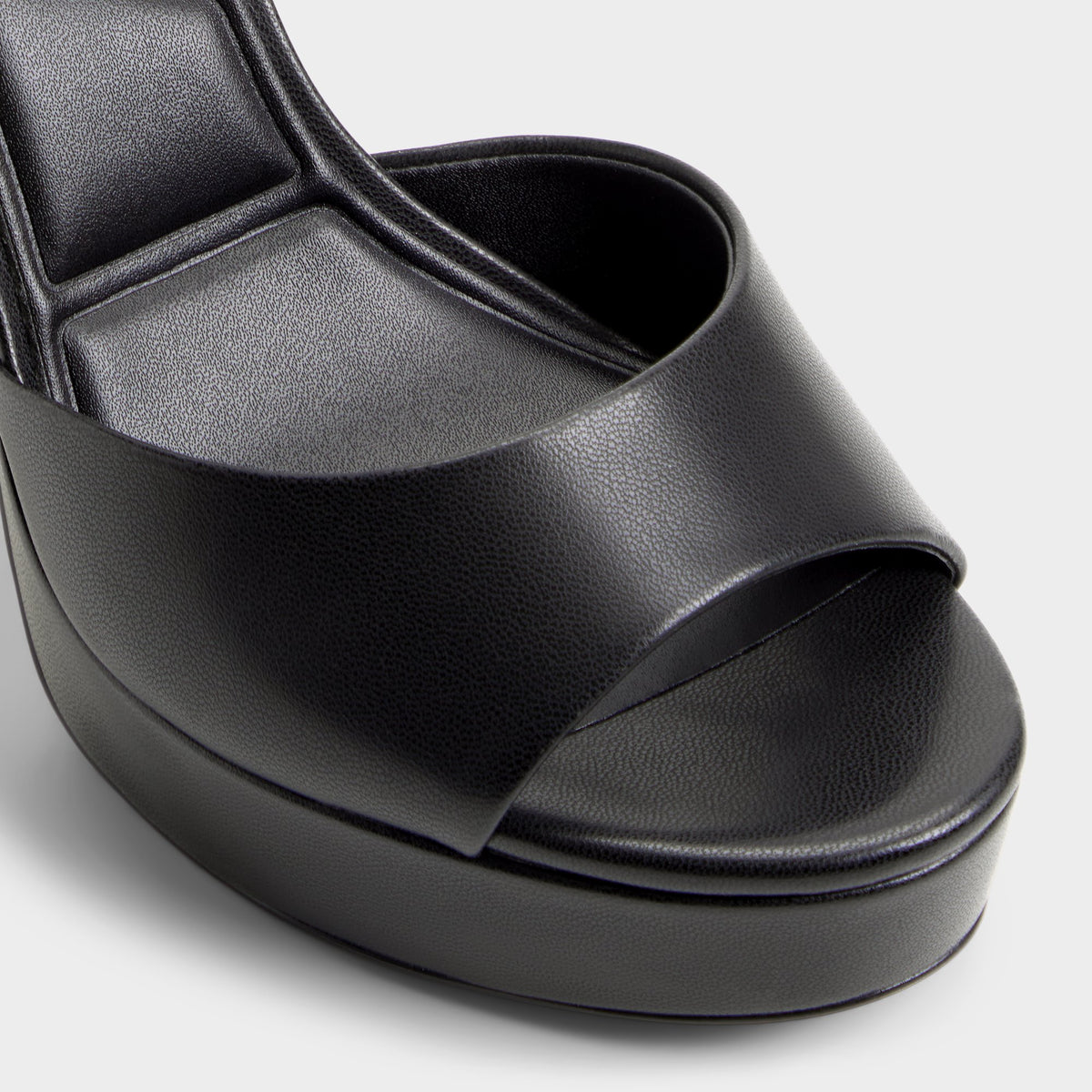 Close-up of the Black Aydah Strappy heeled sandal