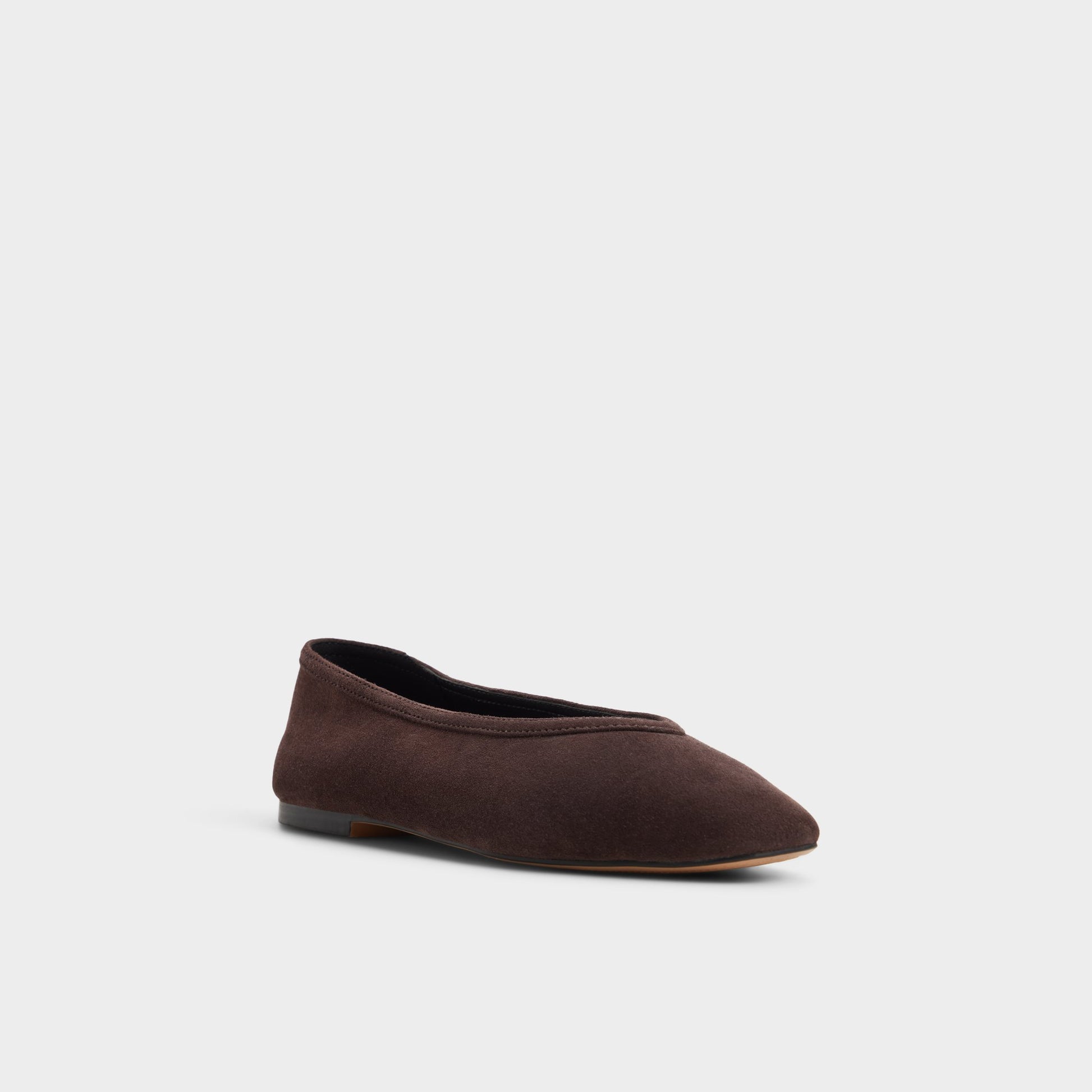 Three-quarter angle of Dark brown Ayrah Ballerina's front side