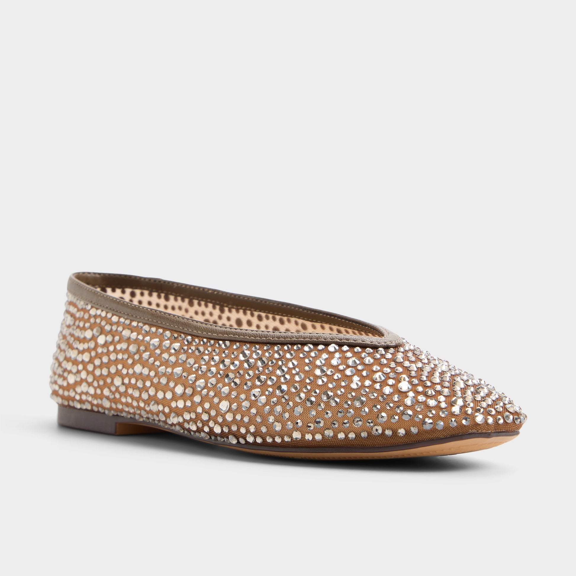 Three-quarter angle of Taupe Ayrah Ballerina's back side