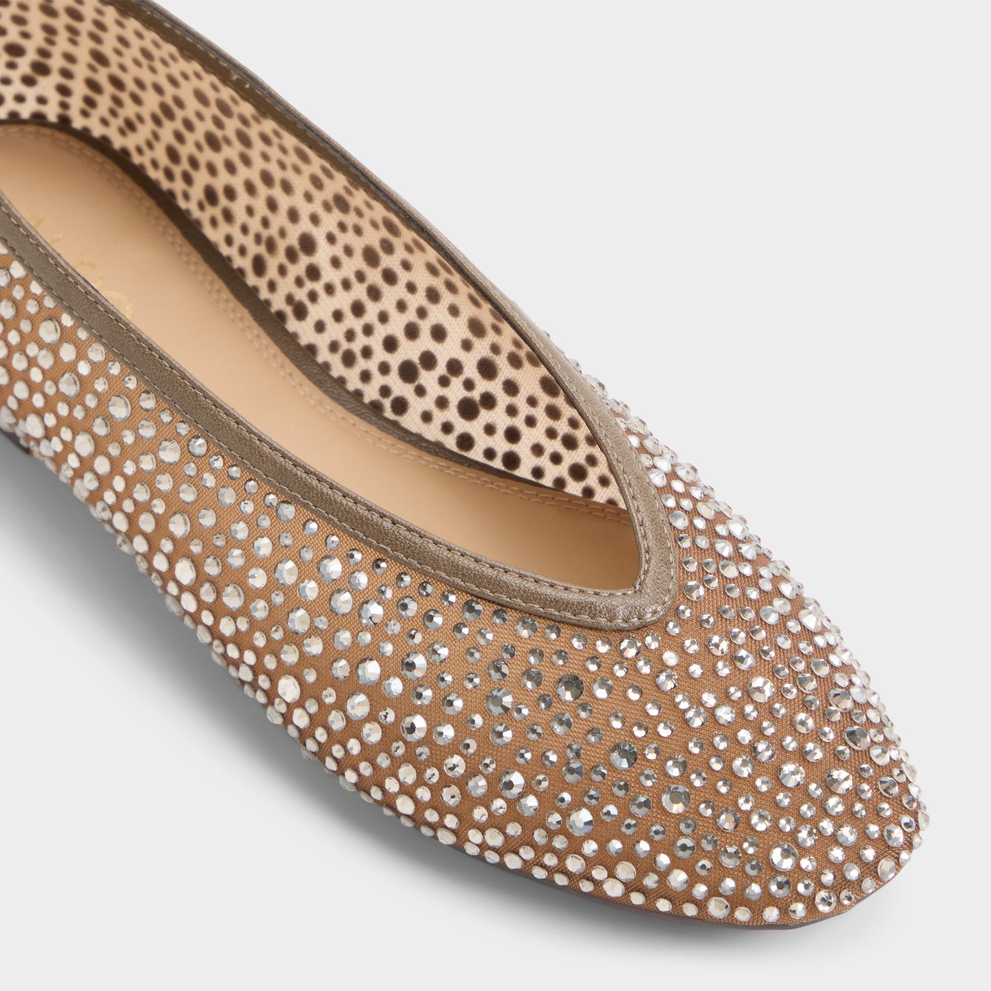 Three-quarter angle of Taupe Ayrah Ballerina's front side