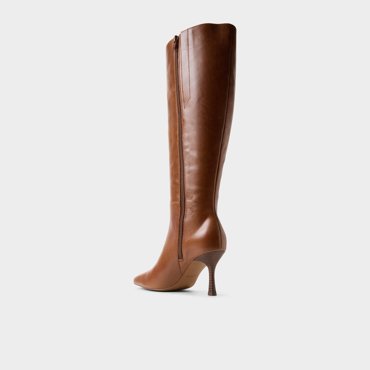 Side view of Tan Purdie-wc Wide calf knee-high boot