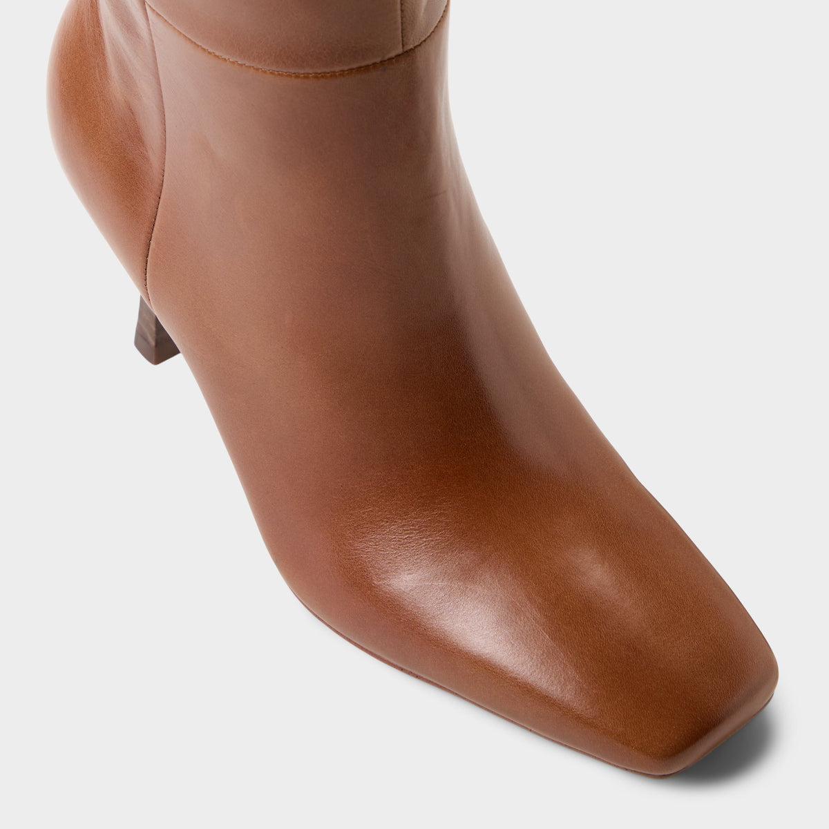 Three-quarter angle of Tan Purdie-wc Wide calf knee-high boot's front side