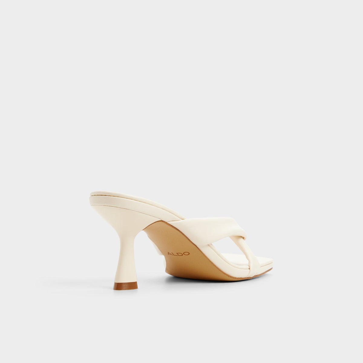 Three-quarter angle of Other white Zenna Heeled flip flop's back side
