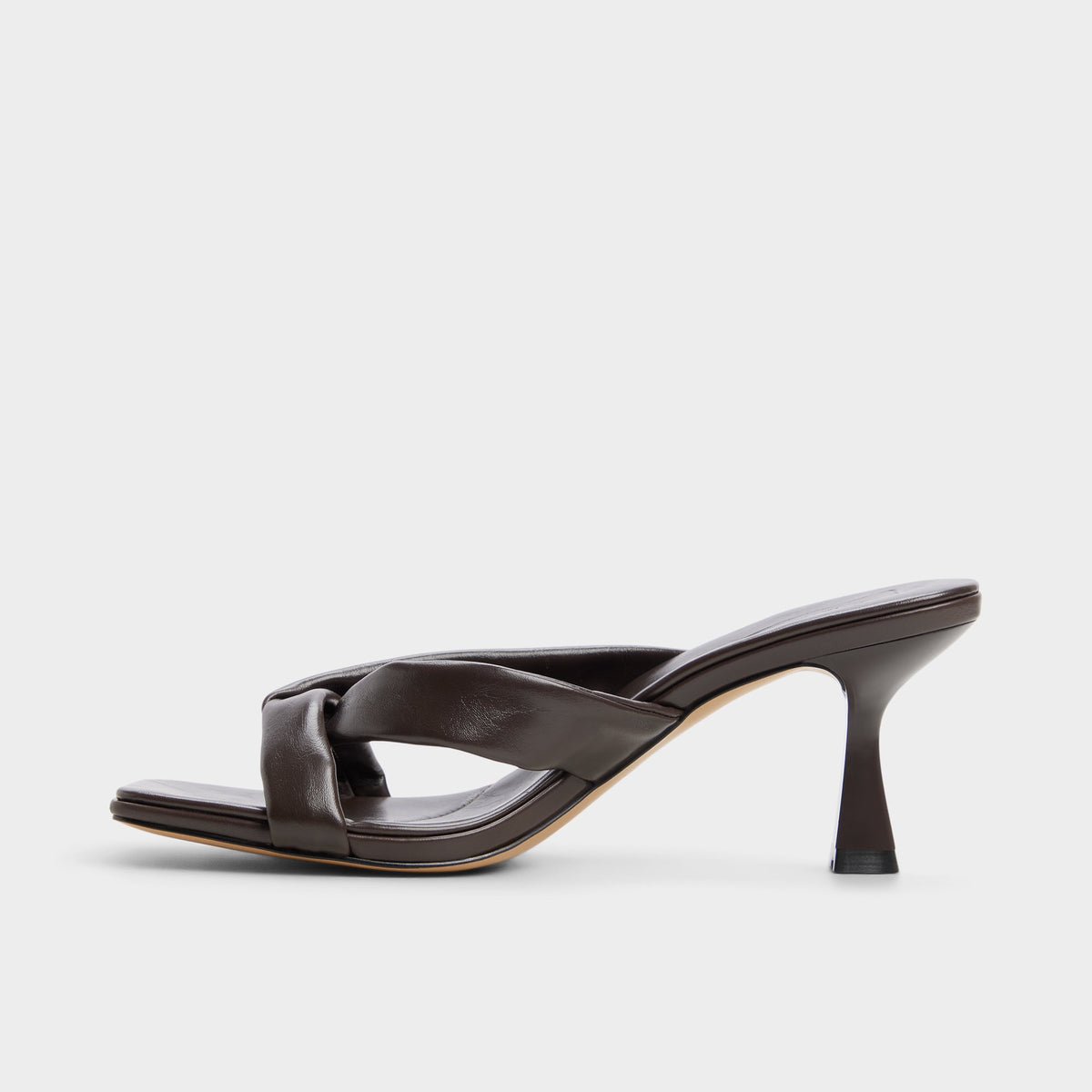 Side view of Dark brown Zenna Heeled flip flop
