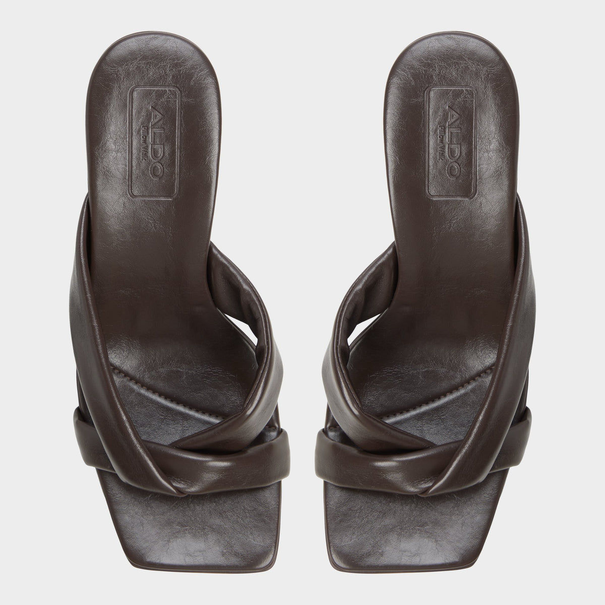 Top-down view of the Dark brown Zenna Heeled flip flop