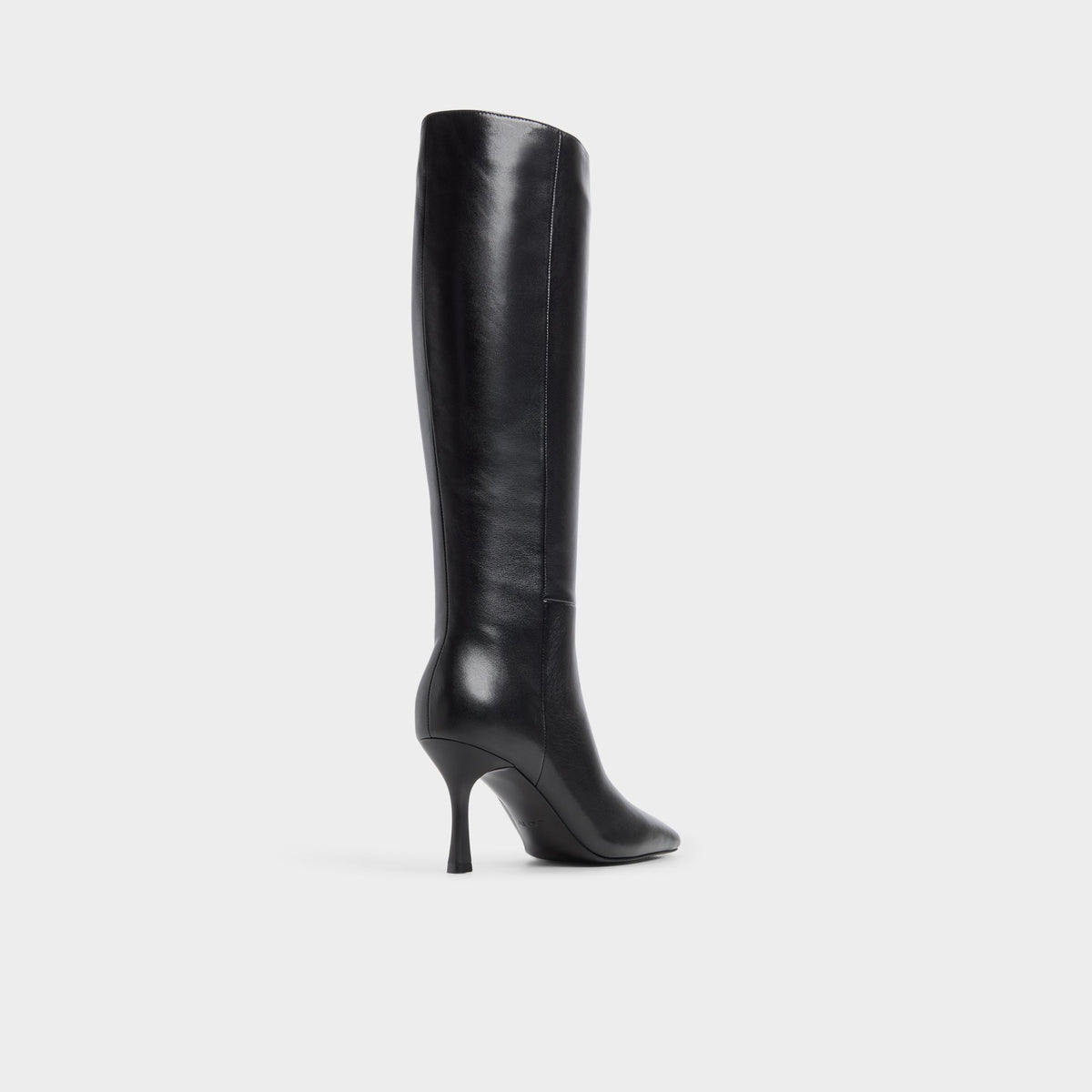 Three-quarter angle of Black Purdie-wc Wide calf knee-high boot's back side