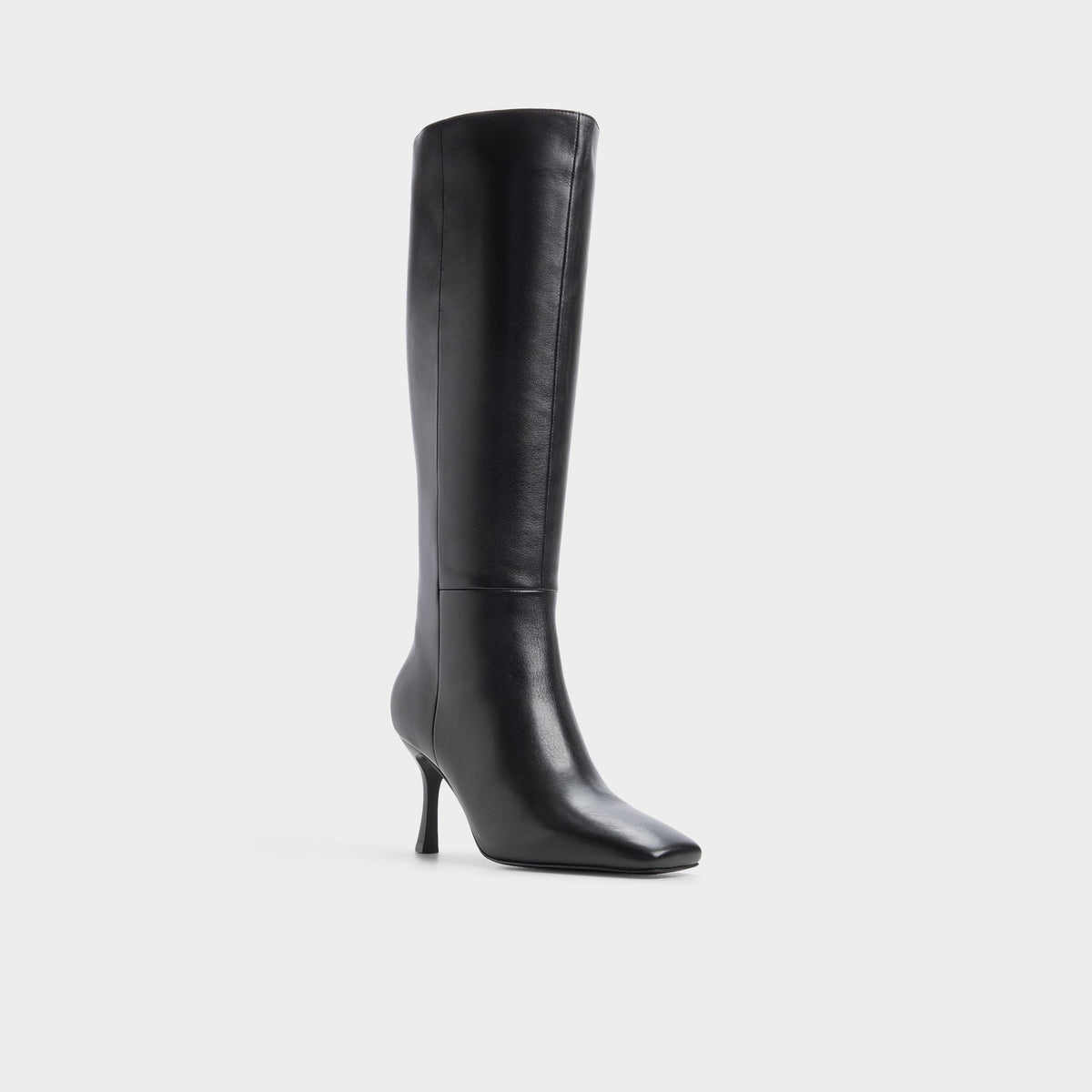 Three-quarter angle of Black Purdie-wc Wide calf knee-high boot's front side