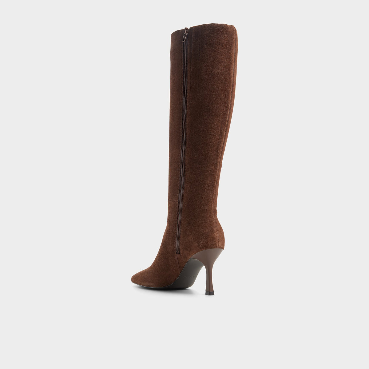 Side view of Dark brown Purdie-wc Wide calf knee-high boot