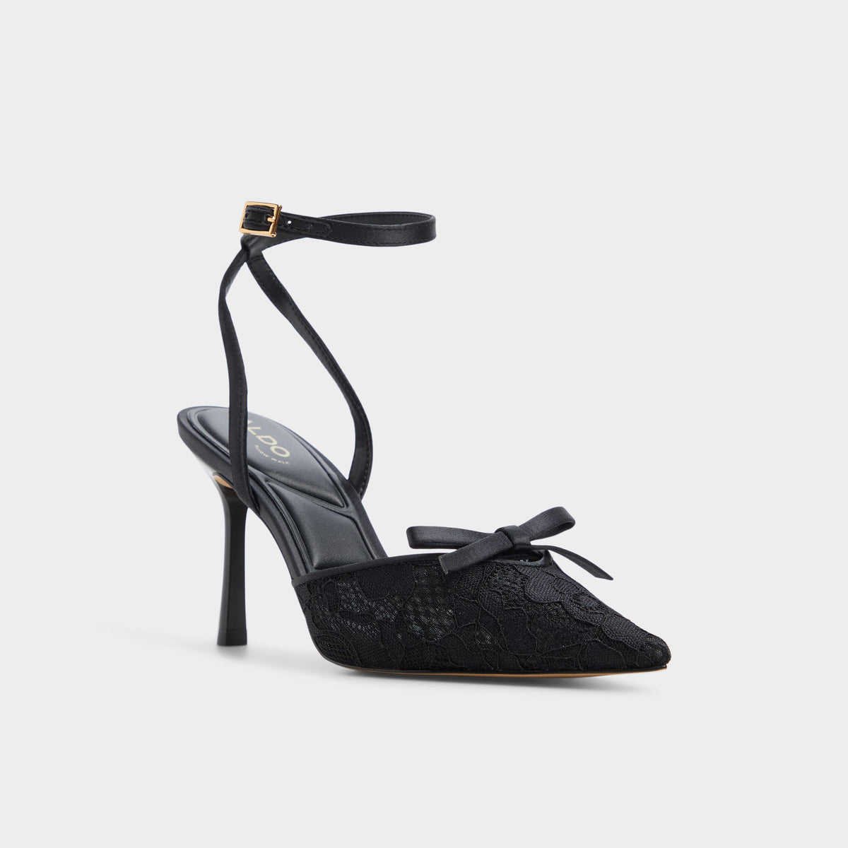 Three-quarter angle of Black Carmenn Slingback high heel's front side