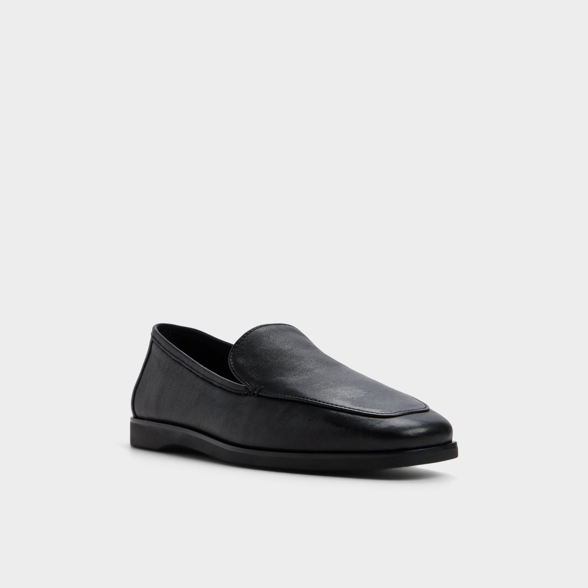 Three-quarter angle of Black Annnie Loafer's front side